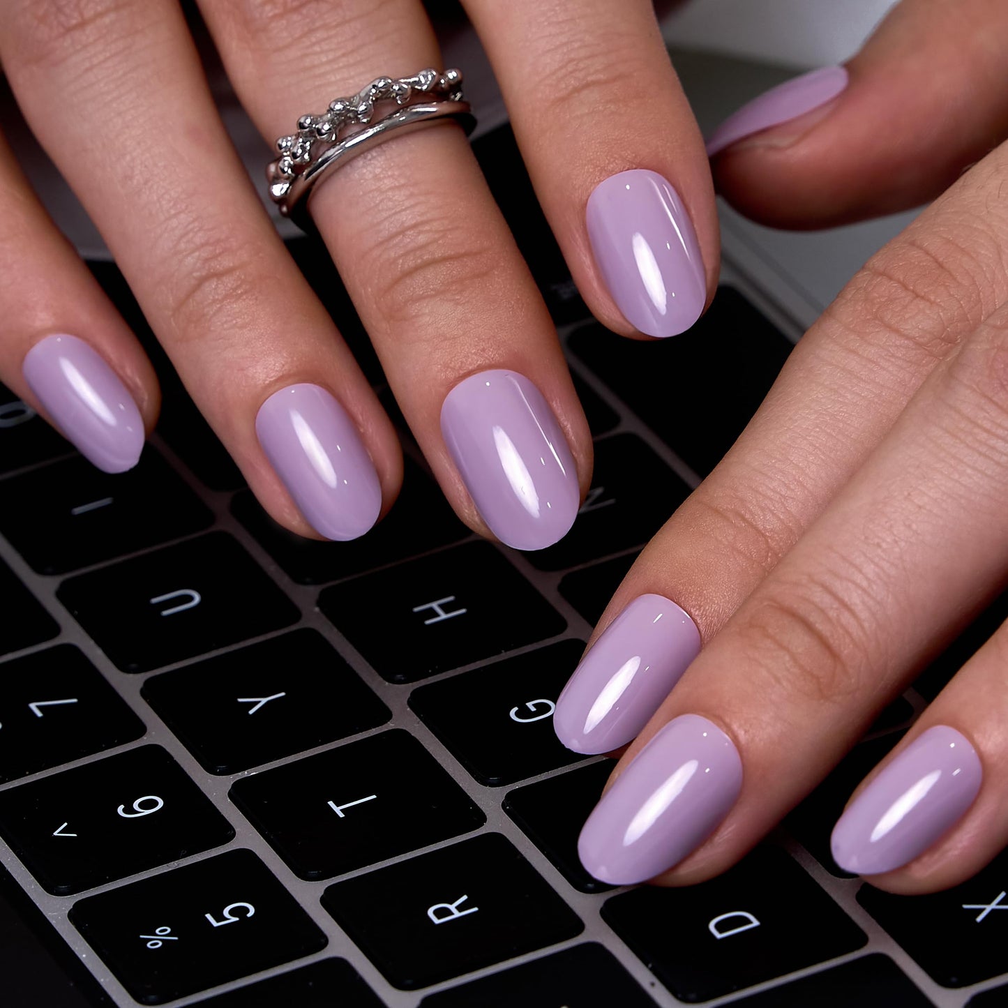 CurvLife Soft Gel Oval Press-On Nails Kit, Reusable Fake Nails with Glue & Adhesive Tabs, 30PCS Salon-Quality Stick-On Nails for At-Home Manicure (Lilac Veil)