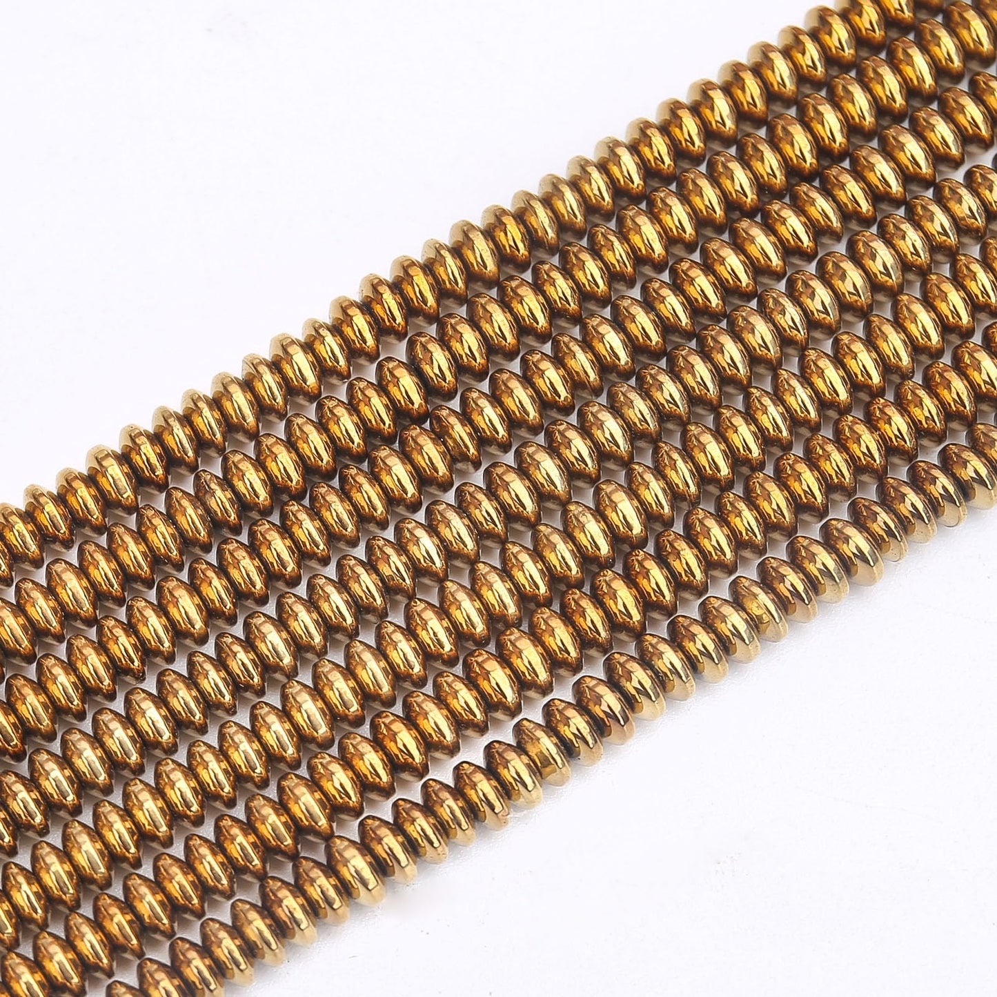 BONNY BOXX 1 Strand (150PCs) 2 * 4mm Rondelle Beads, Natural Abacus Disk Gold Hematitet Stone Beads Loose Spacer Gemstone for DIY Bracelet Necklace Jewelry Making