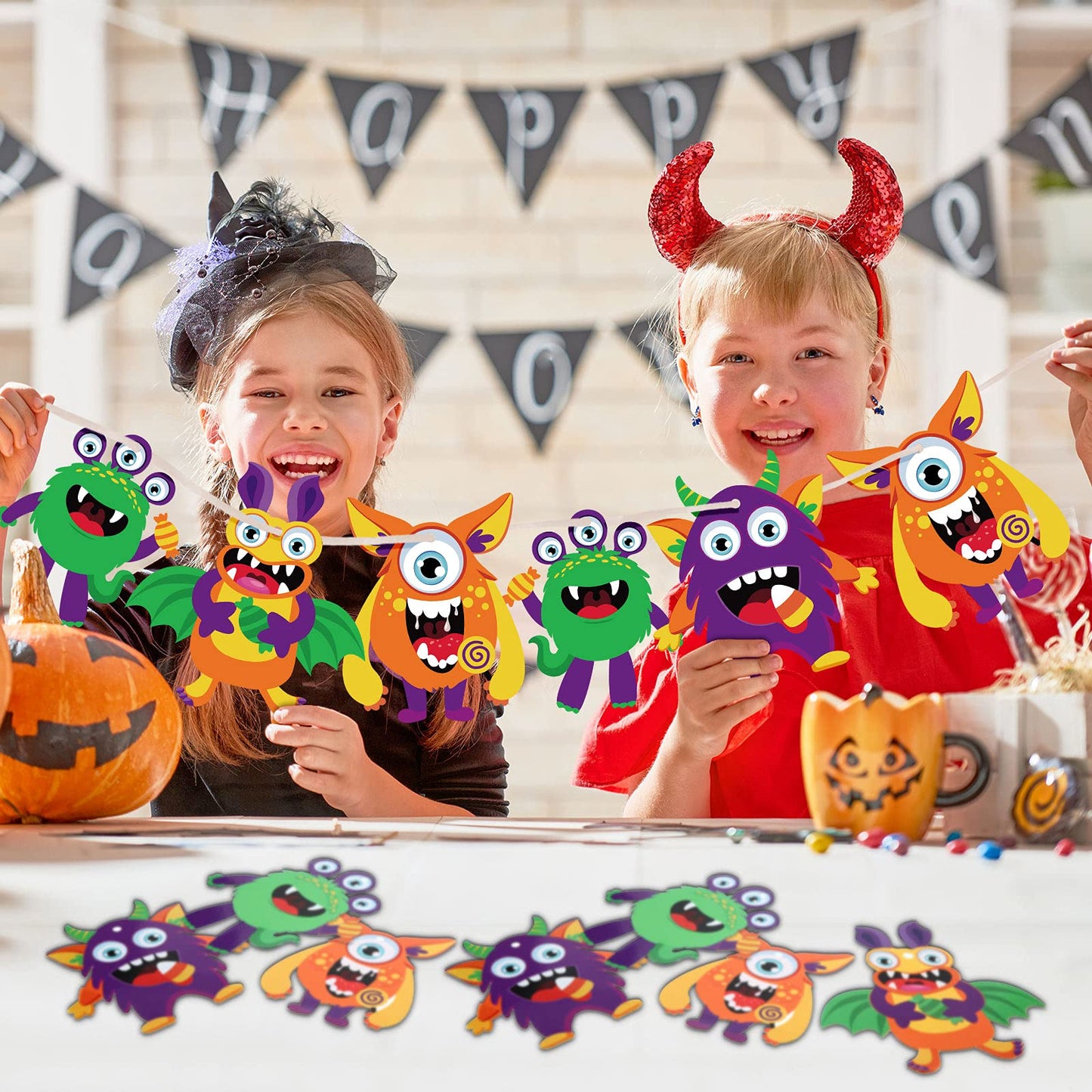Sumind 36 Sets Halloween Craft Paper Ornaments Kits DIY Craft Halloween Paper Decorative Kit Art DIY Handcraft Supplies for Game Activities
