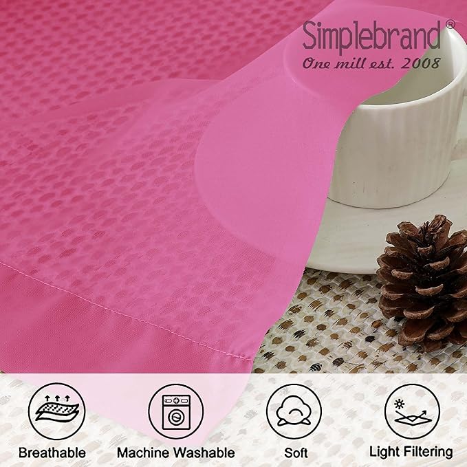 Simplebrand Hot Pink Sheer Curtains 96 Inches Long, Light Filtering Rod Pocket Solid Color Window Sheer Curtain Panels, Elegant Curtains & Drapes for Living Room, Bedroom 2 Panels 42" W x 96" L