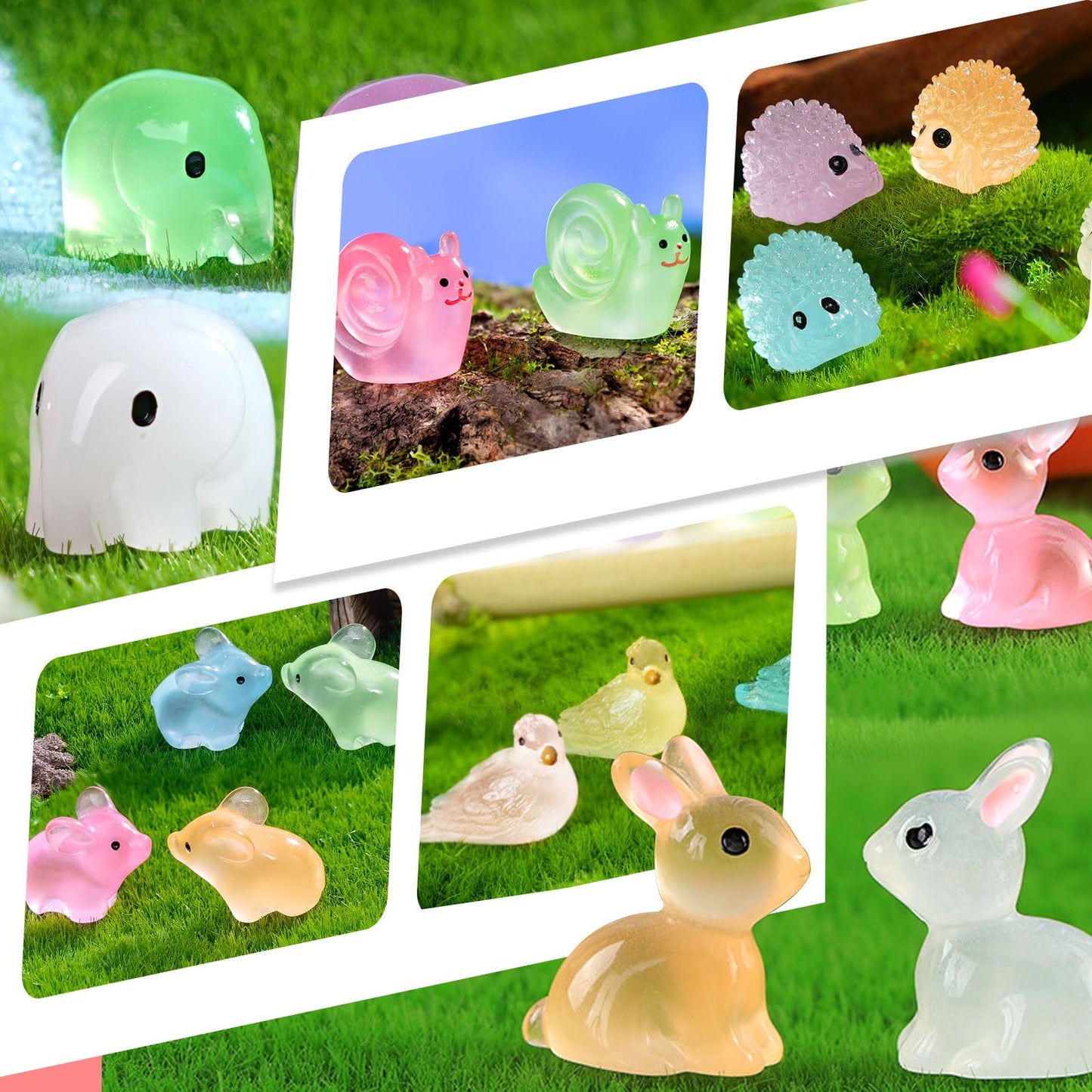 155 Pcs Mini Resin Animals Kit Accessories Variety Pack Glow Animal Figurines Resin Mini Ducks Alpacas Figurines Accessories for Variety Pack for Garden Micro Landscape Aquarium Potted Dollhouse Decor