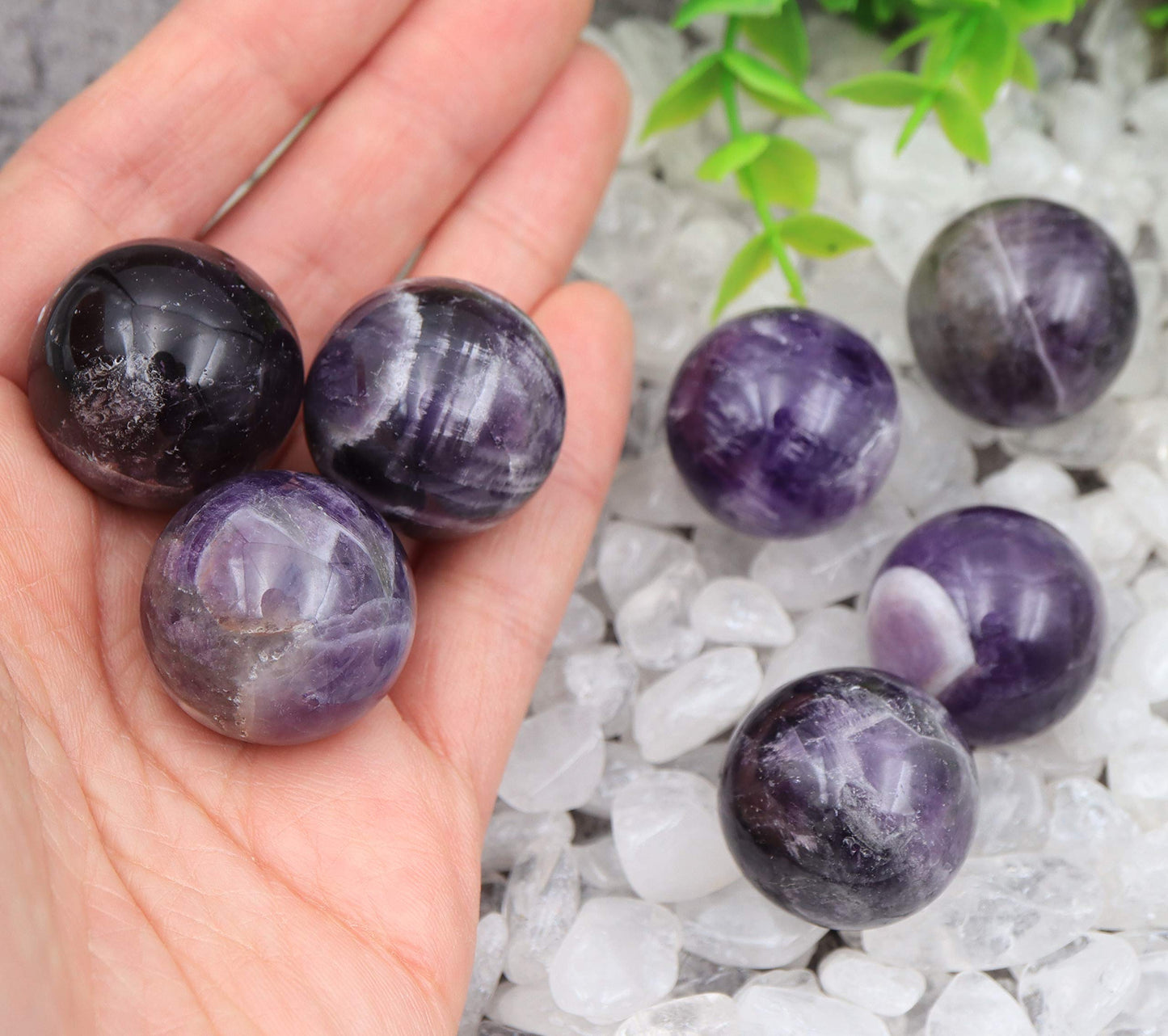 Nature Wonders Crystal Ball Sphere Amethyst (Deep Violet) 7 Spheres 1”, 24-26mm for Reiki, Energy Healing, Meditation, Palm Stones, TouchStones