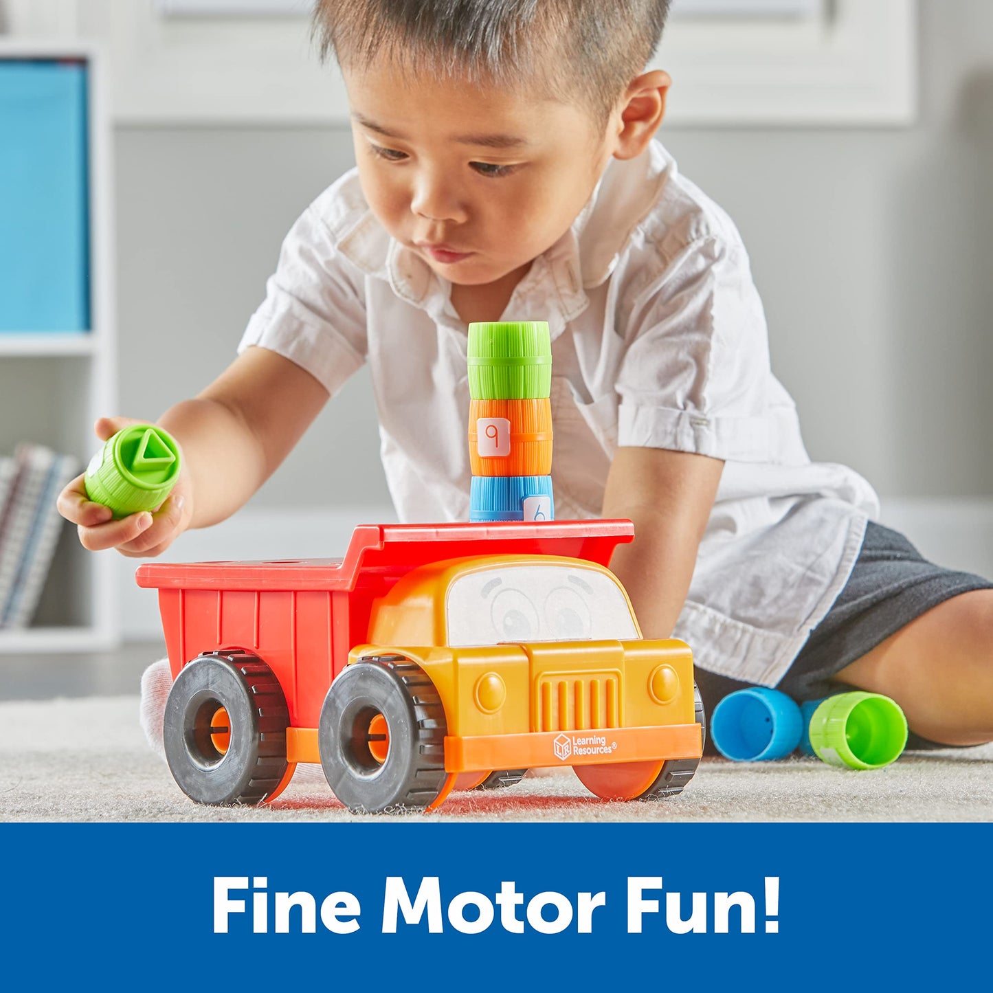 Learning Resources Tony the Peg Stacker Dump Truck - 10 Pieces, Ages 18+ Months Fine Motor Skills Toy for Toddlers, Preschool Toys
