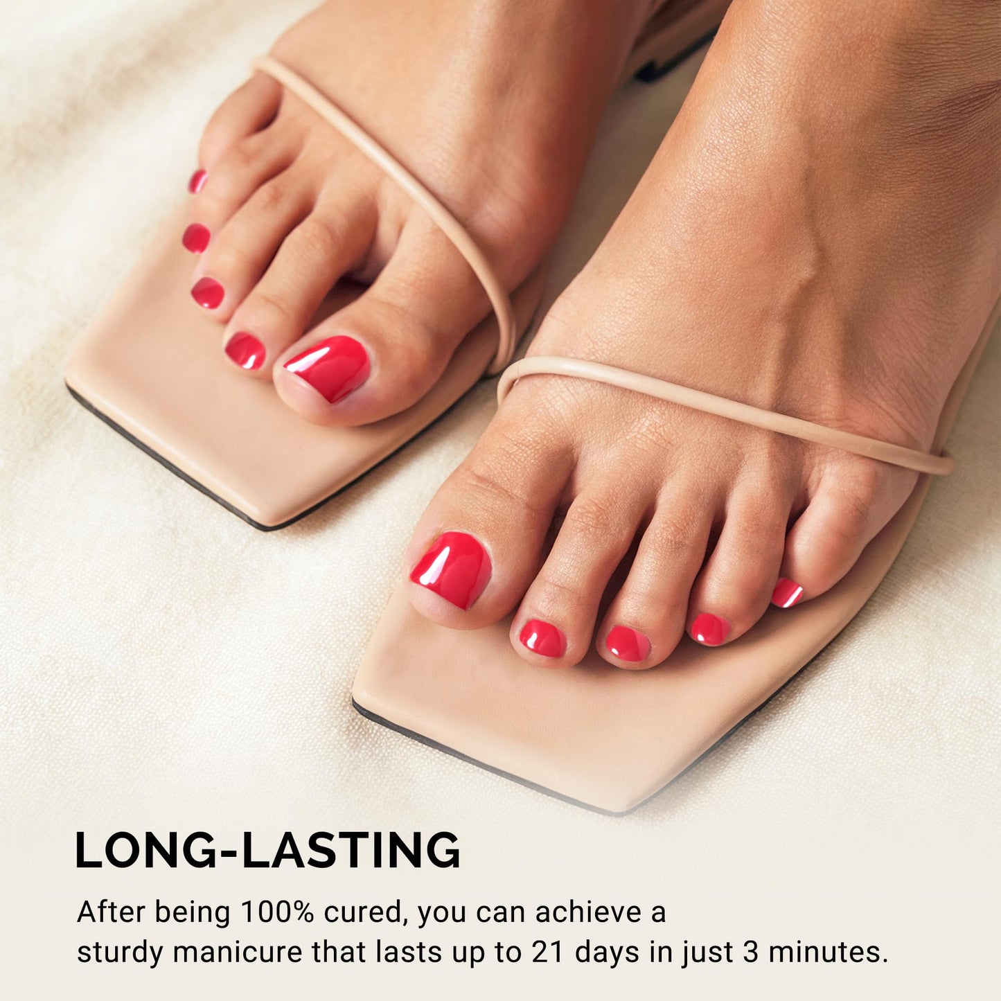 MelodySusie 32Pcs Semi Cured Gel Toe Nail Strips (Red), Pedicure Stickers for Toes, Works with Any UV/LED Lamps, Salon-Quality, Long Lasting, Easy to Apply & Remove