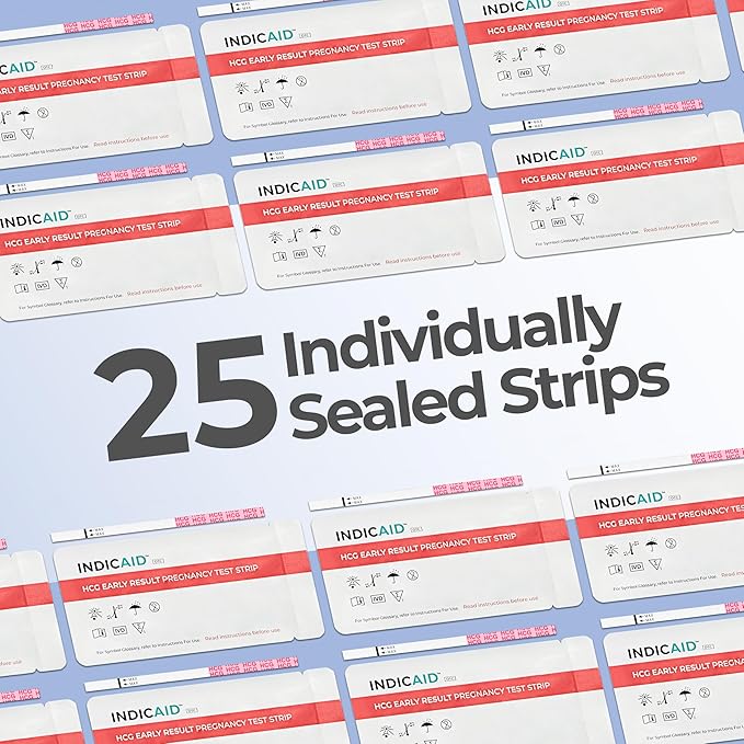 INDICAID Early Detection Pregnancy Test Strips - 25 Tests - hCG Test Early Result 6 Days Before Missed Period - High-Sensitivity Easy at-Home Pregnancy Tests - Rapid Results in 5 Minutes