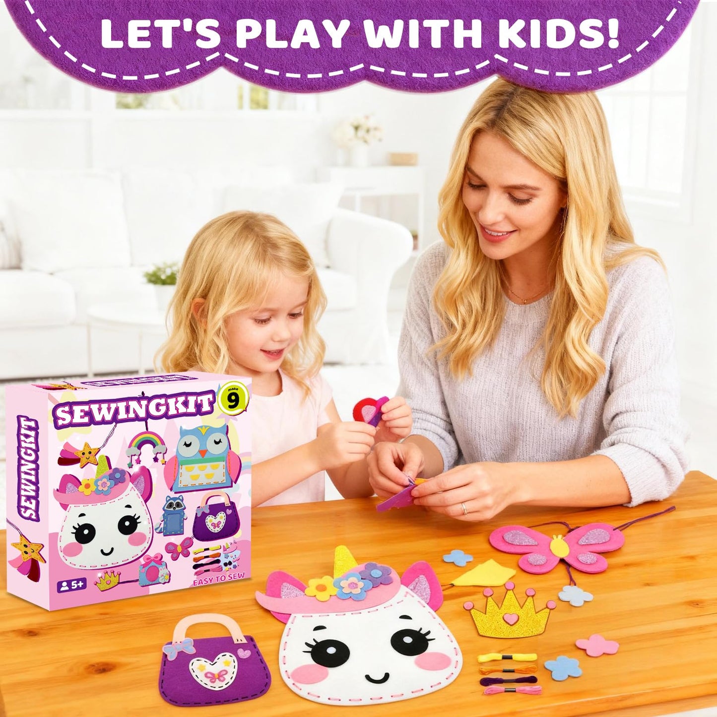 powerful xishan Sewing Kit for Kids, Unicorn 9 Thick Easy DIY Projects Sewing Kits, Beginners Girls Arts & Crafts for Ages 5+, Instructions & Felt, Birthday Gifts, Enlightenment