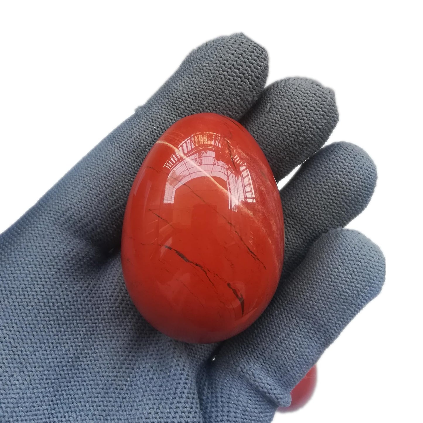 Sunshcat Natural Red Jasper Egg Shaped Meditation Chakra and Home Decor Balance Crystals and Healing Stones Statue Set,35 * 50mm Easter and Thanksgiving Gift,with Wooden Bracket