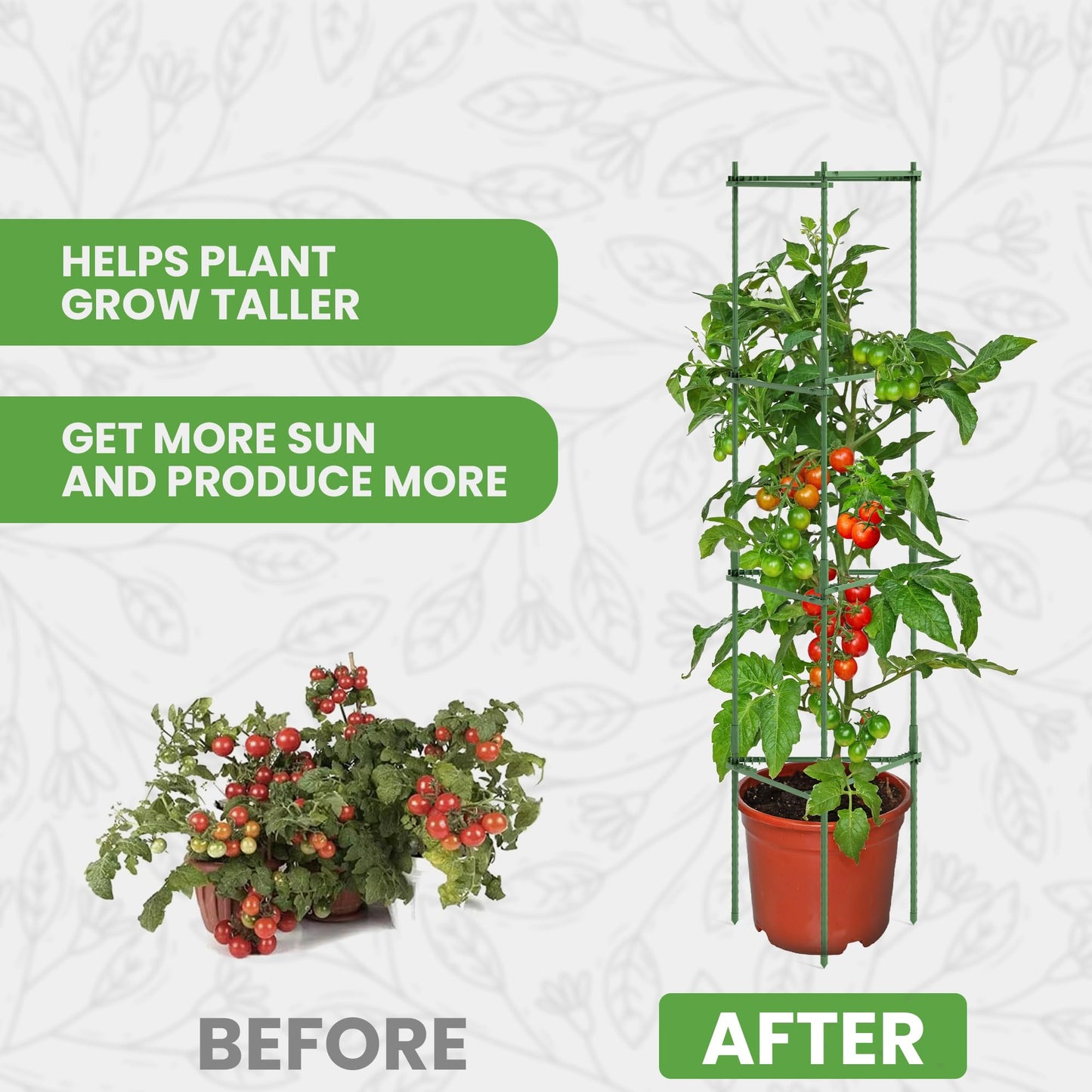 Tomato Cage Premium - Large Trellis Stakes and Plant Support Structures for Vegetables and Climbing Plants - Tall Tomato Cages for Garden, Pots, Raised Garden Bed Outdoor (3 Pack - Up to 63")