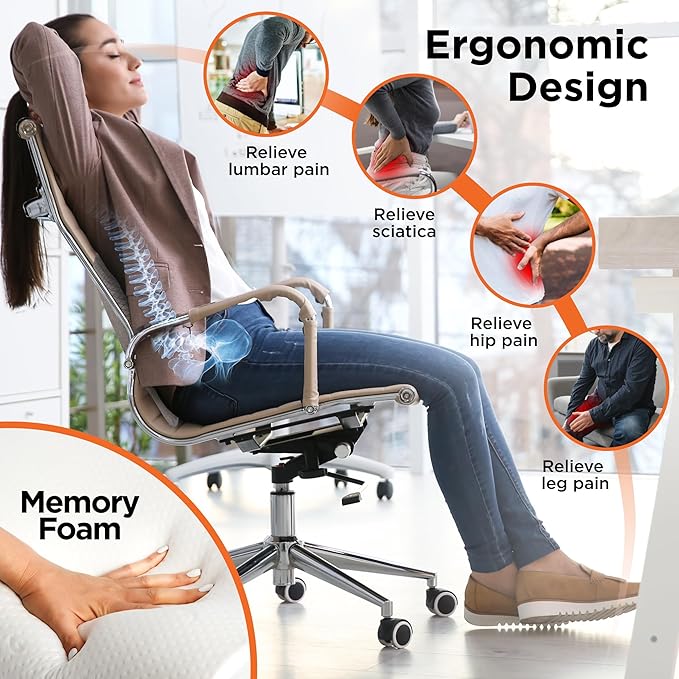 BLACK+DECKER Memory Foam Lumbar Support Pillow Lumbar Cushion with Multiple Massage Points for Office, Car, Wheelchair & Airplane Ergonomic, Pain Relief, Adjustable Strap, Washable Cover, Black/Grey