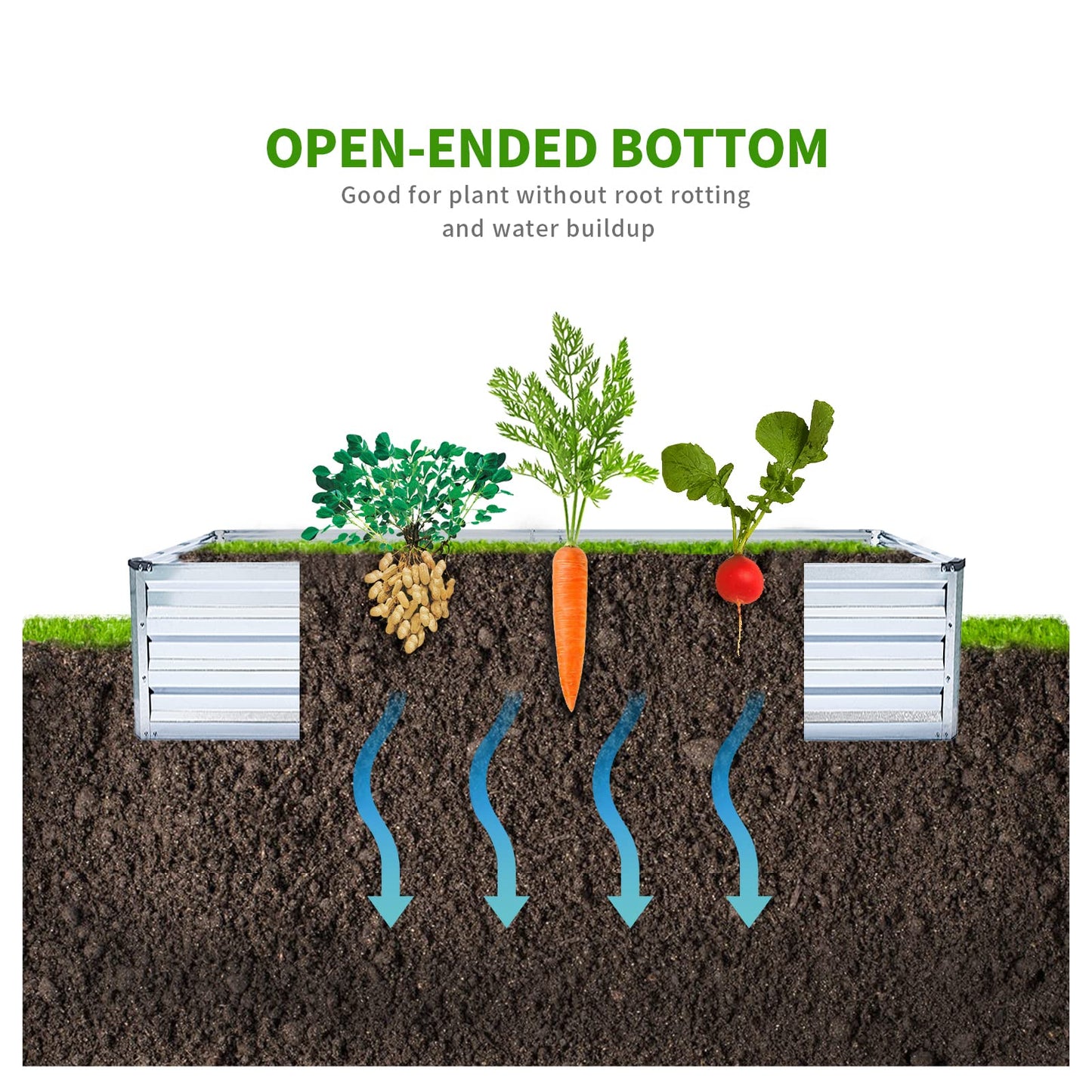 Veezyo Galvanized Raised Garden Bed Kit - Metal Raised Planter 2pcs/Pack 6'x3'x1' for Flowers Plants, Vegetables Herb