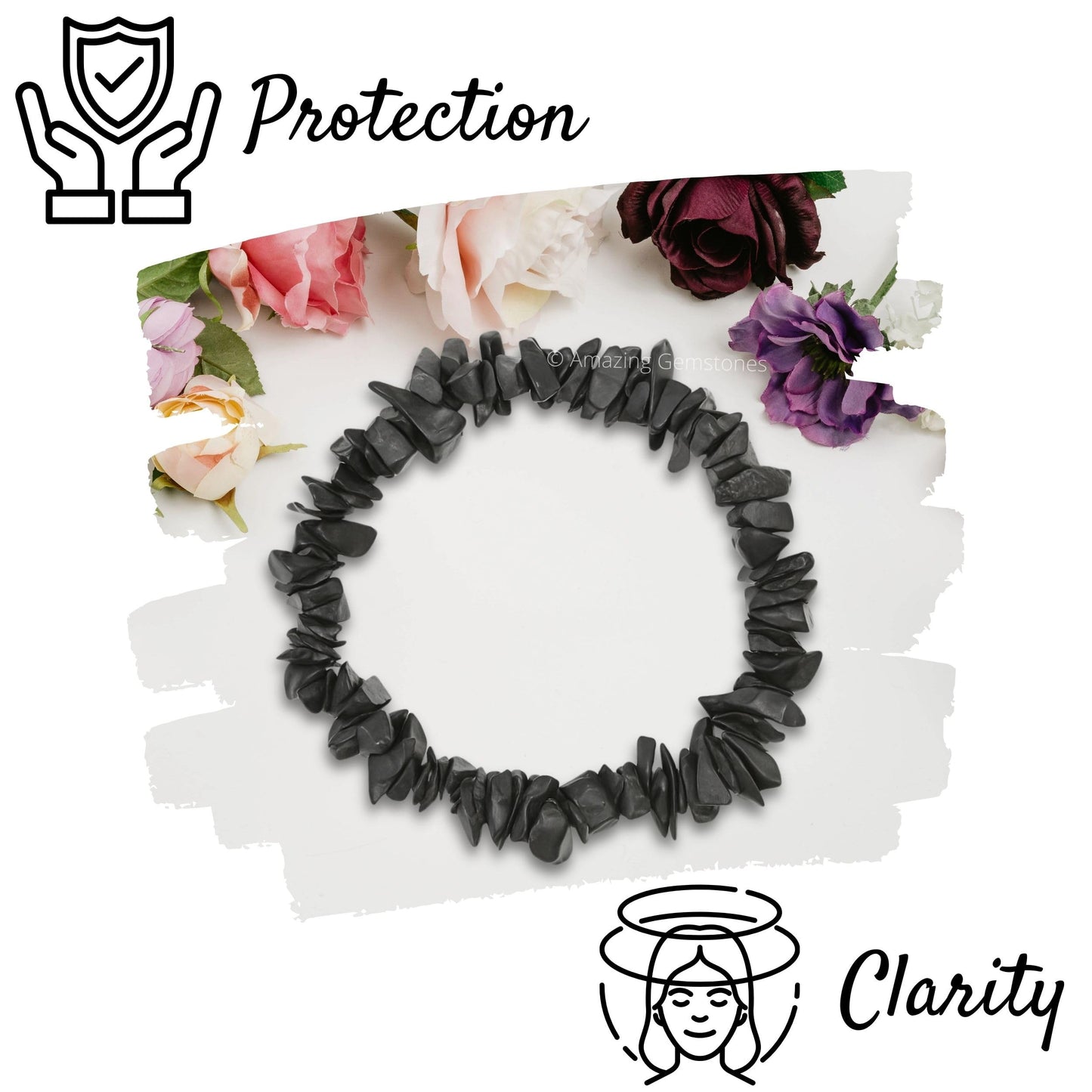 Amazing Gemstone Chips Bracelet (Shungite)