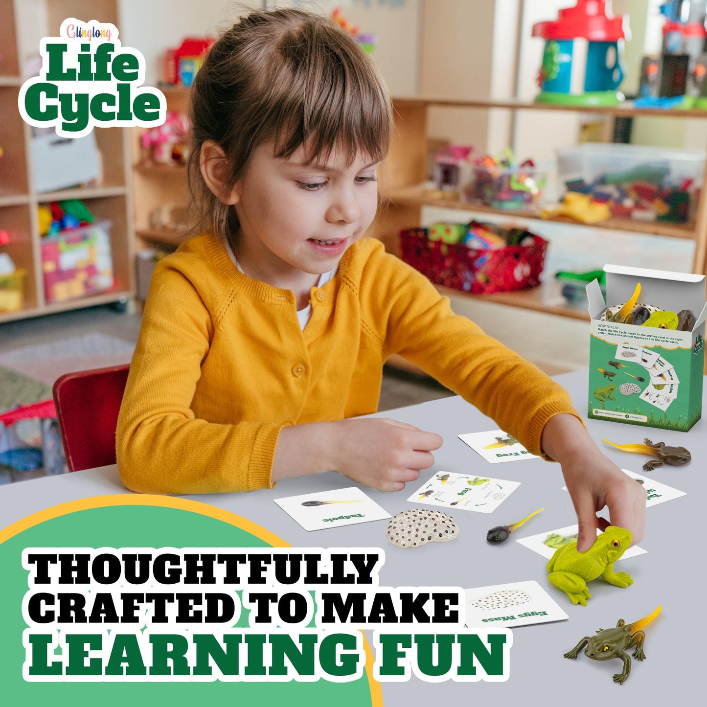Life Cycle Kit Montessori - Realistic Figurine Toys, Animal Matching Game Frog Animals, Easter Basket Stuffers for Kids, Science Fun for Learning Education Toys