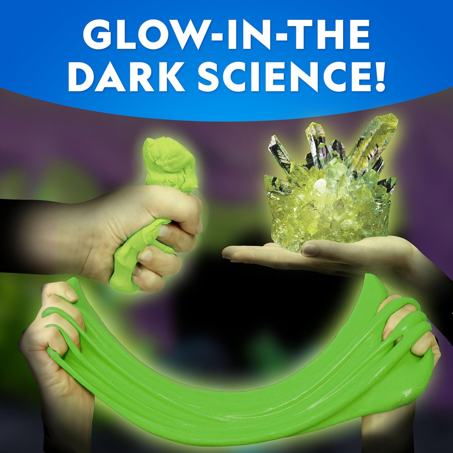 NATIONAL GEOGRAPHIC Mega Science Kit - Glow in The Dark Lab with Crystal Growing Kit, Slime Making, Glowing Putty, and More Science Experiments, Slime Kit for Boys and Girls (Amazon Exclusive)