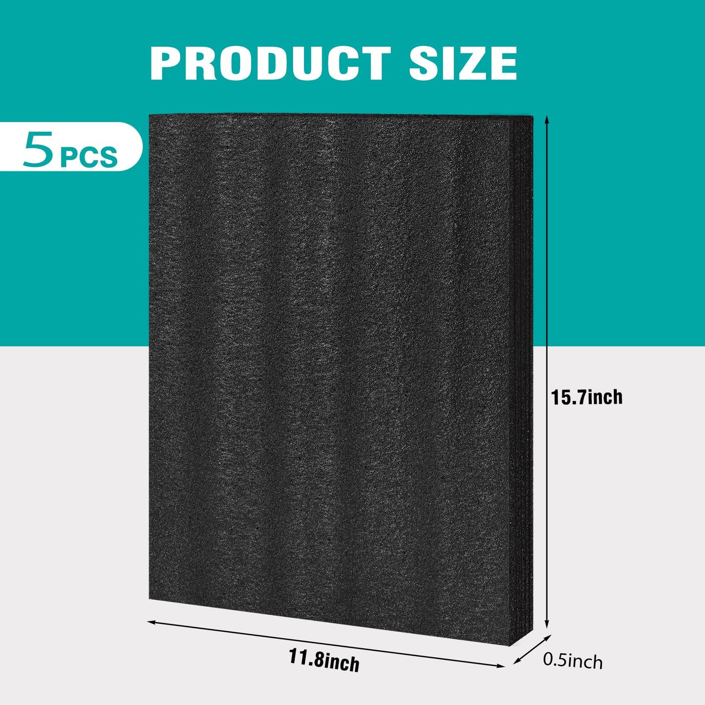 AurDo 5 Pcs Black Polyurethane Foam Sheet,16x12x0.5 Inch Cuttable Foam Padding Pad for Packing and Crafts,Toolbox Storage