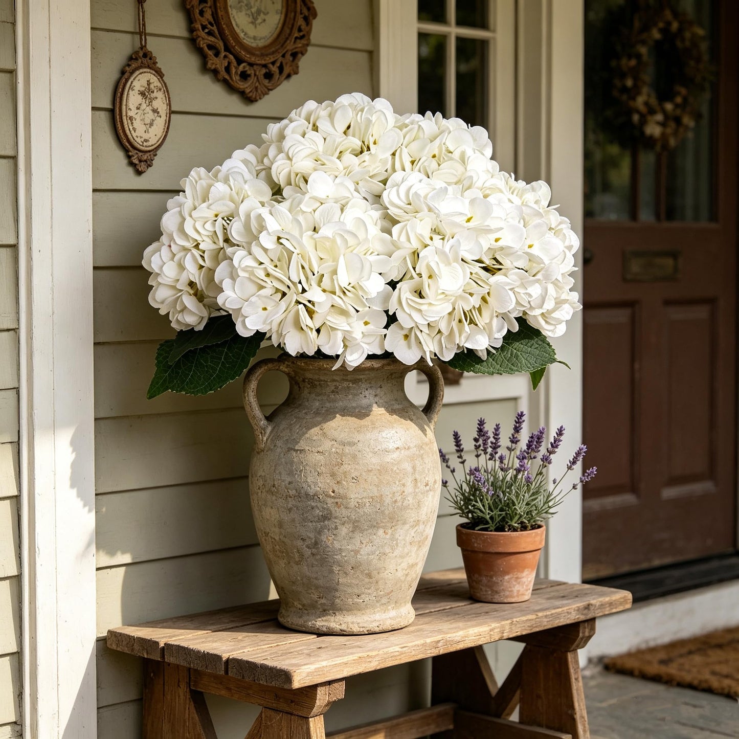 Kimura's Cabin 6pcs White Hydrangea Artificial Flowers Silk Fake Hydrangeas Faux Hydrangea Flowers with Stems for Wedding Bouquets Arrangement Home Table Centerpieces Baby Shower Party Decoration