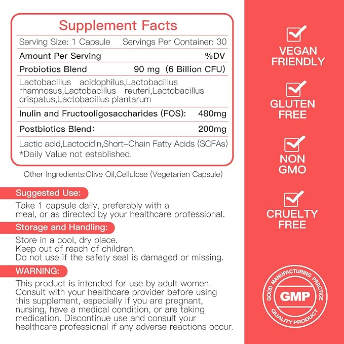 Vaginal Probiotics for Women pH Balance with Prebiotics & Postbiotics Blend,Women’s Vaginal Heath Supplement,Supports Vaginal Health for Vaginal Odor and Vaginal Flora,30 Servings
