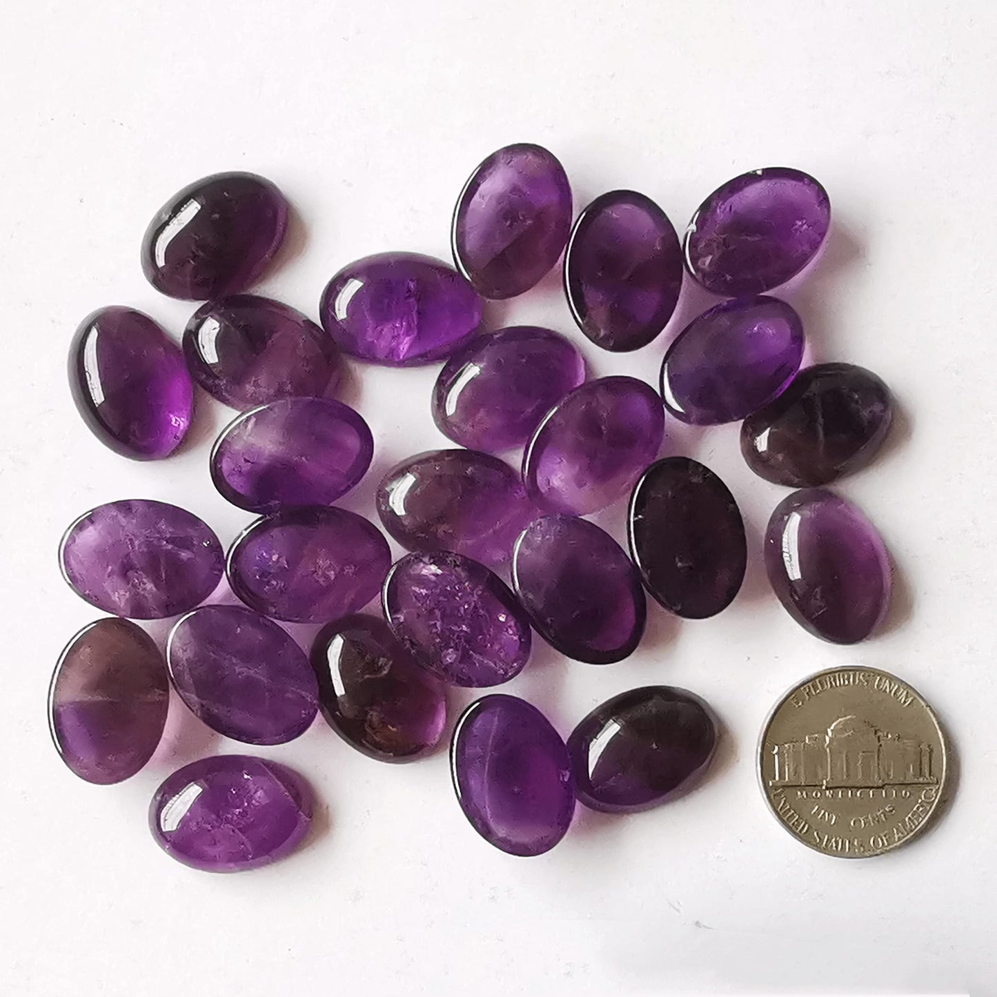 Bacatgem 7 Pcs Amethyst Oval Cabochons Flatback Crystal Stone Gemstones Beads for Jewelry Making DIY,18x13mm