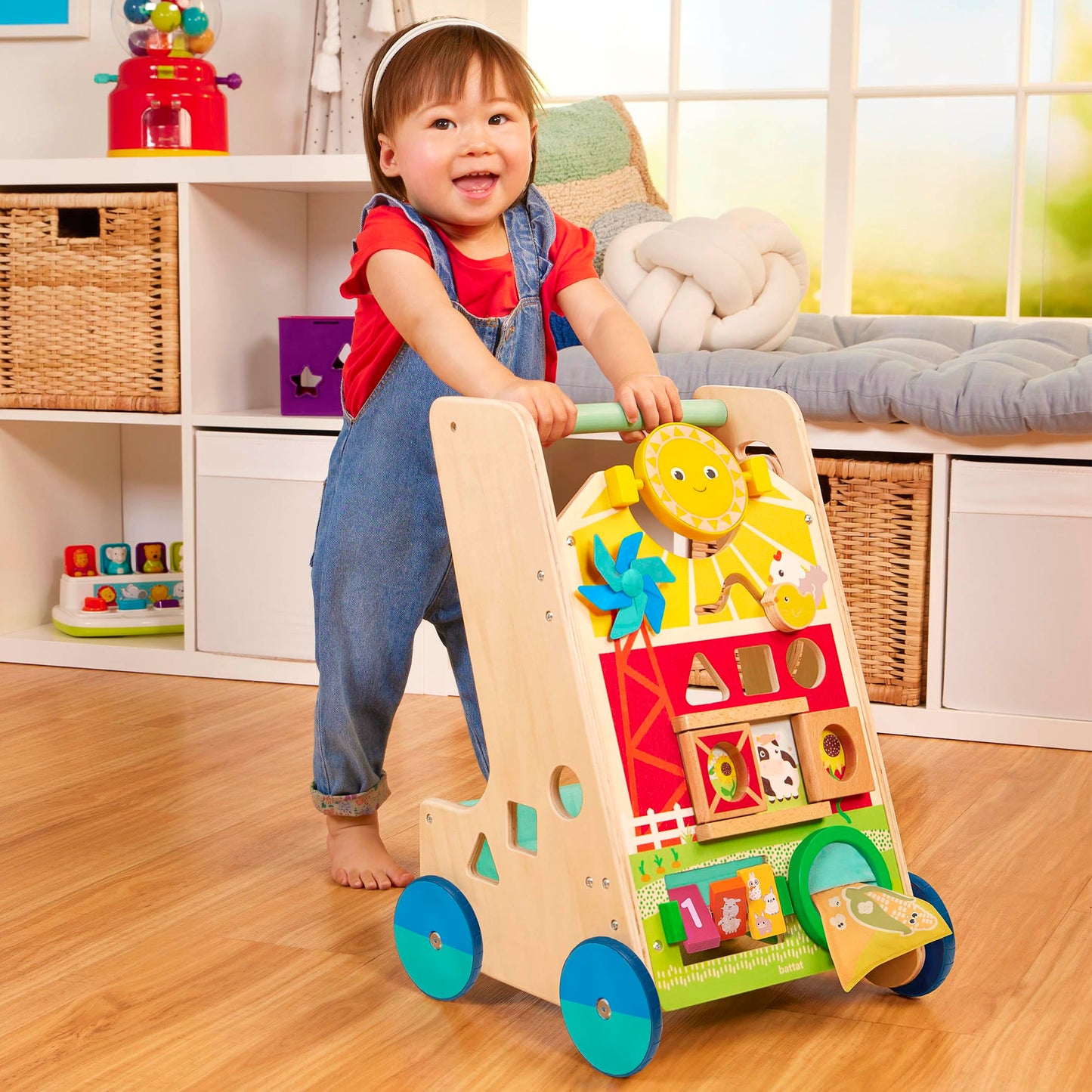 Battat – Wooden Activity Walker – 9 Educational Activities – Learning & Walking Toy for Toddlers – Stand, Push, Walk – 1 Year + – Farm Theme