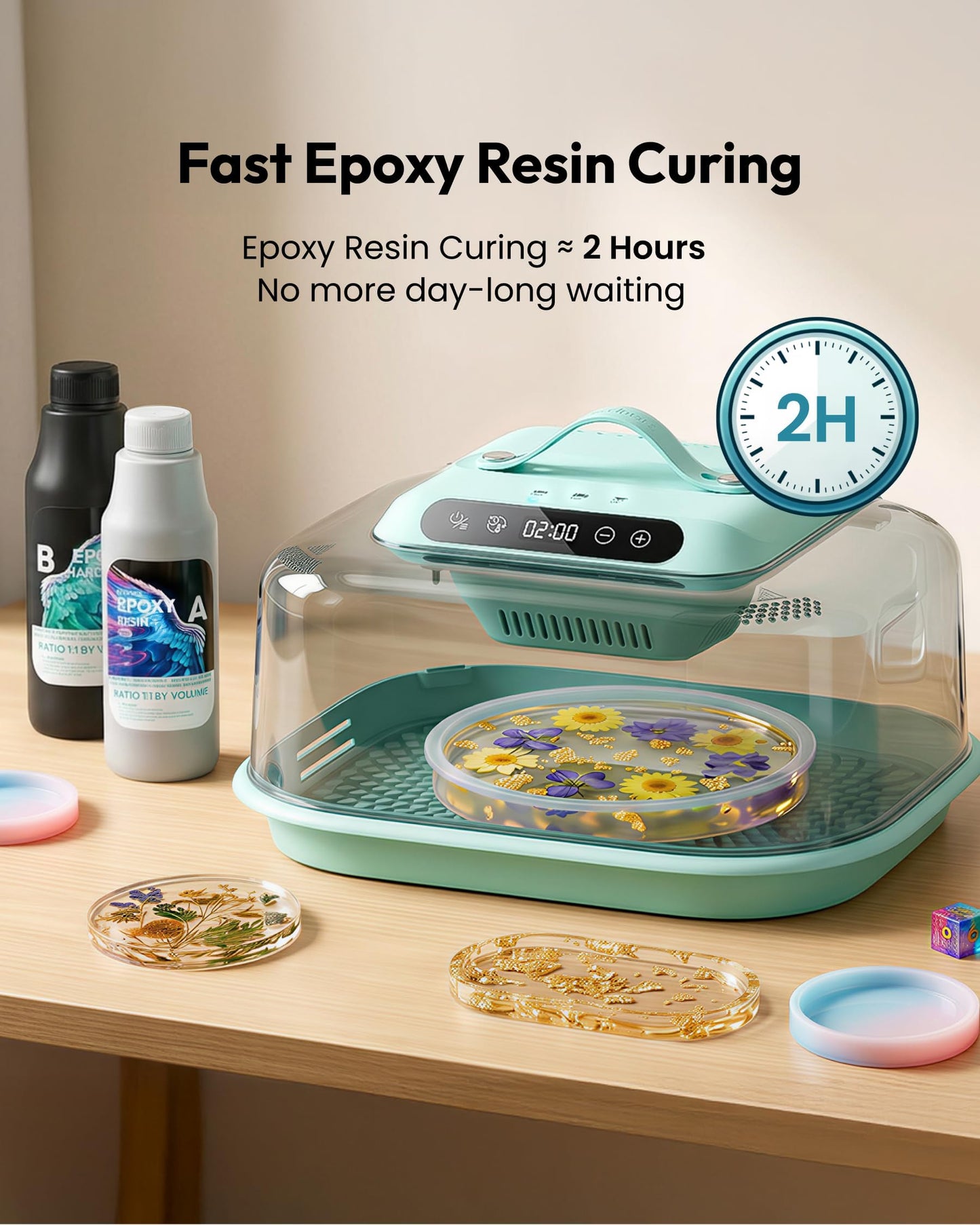 Resiners Resin Curing Machine G3 with UV Resin Light, 2H/1Min Fast Curing, Silicone Mat Included, Deformation-Resistant Reversible Base, Resin Dryer for Epoxy Mold Casting, Jewelry Making, DIY Decor