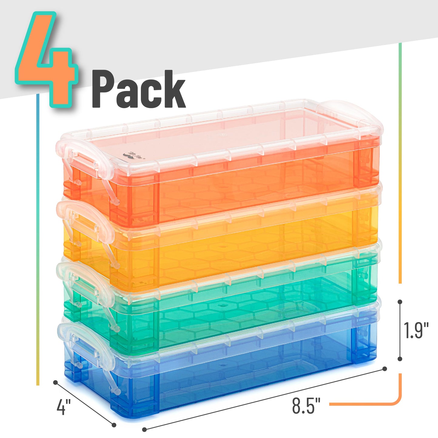 Mr. Pen- Pencil Box, 4 Pack, Assorted Color, Plastic Pencil Box Case, Pencil Case, Crayon Box