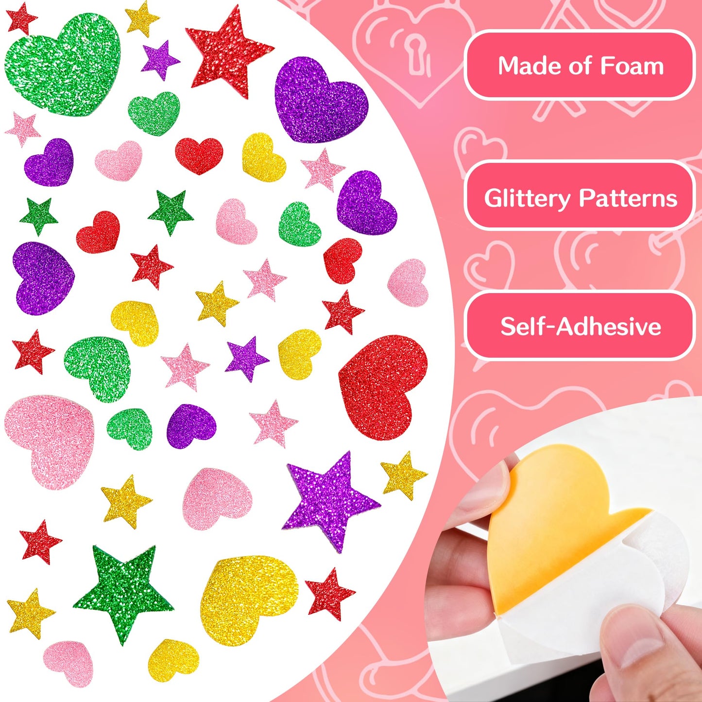 24 Sheets Valentines Stickers with 280 PCS Foam Stickers