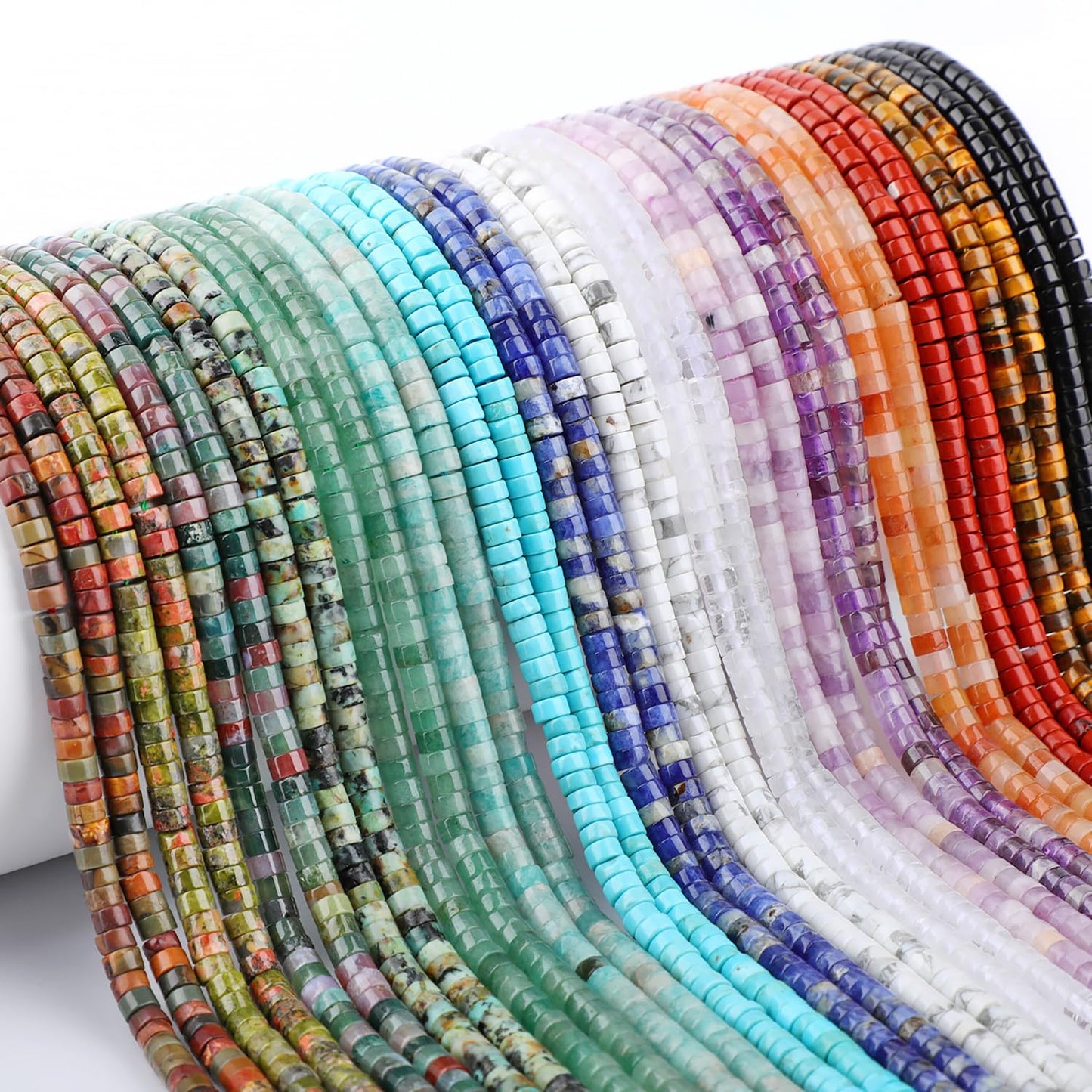 Natural African Turquoise Heishi Spacer Beads Loose Semi Precious Flat Round Gemstone Disc Shape Stone for Beading Jewelry Making 4x2mm 15.5"