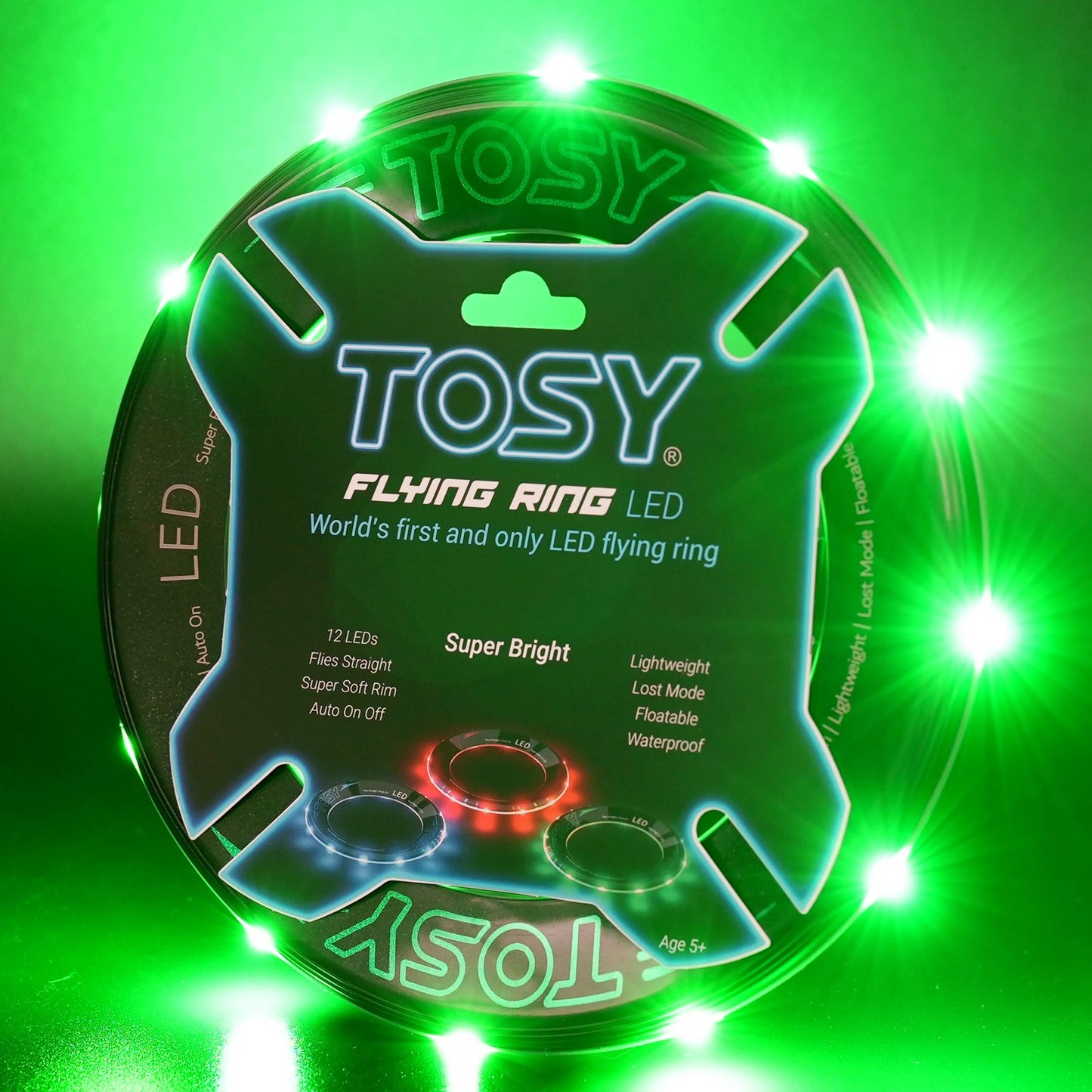 TOSY Bundle of 3-2X Blue + Green - Flying Ring 12 LEDs Super Bright
