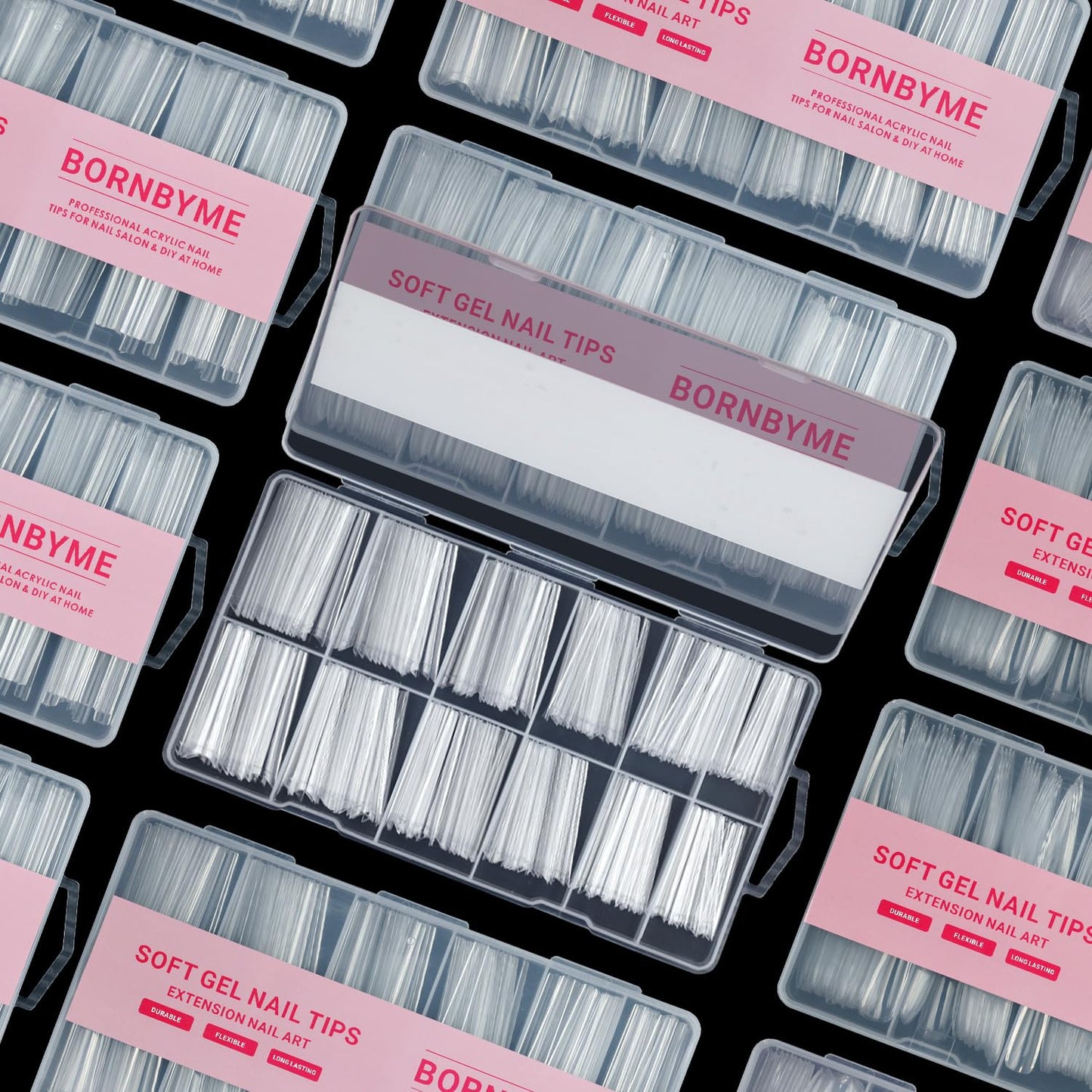 XXXL Nail Tips,BORNBYME Long Square Nail Tip Clear Nail Tips for Acrylic Nail Extension Press on Nails