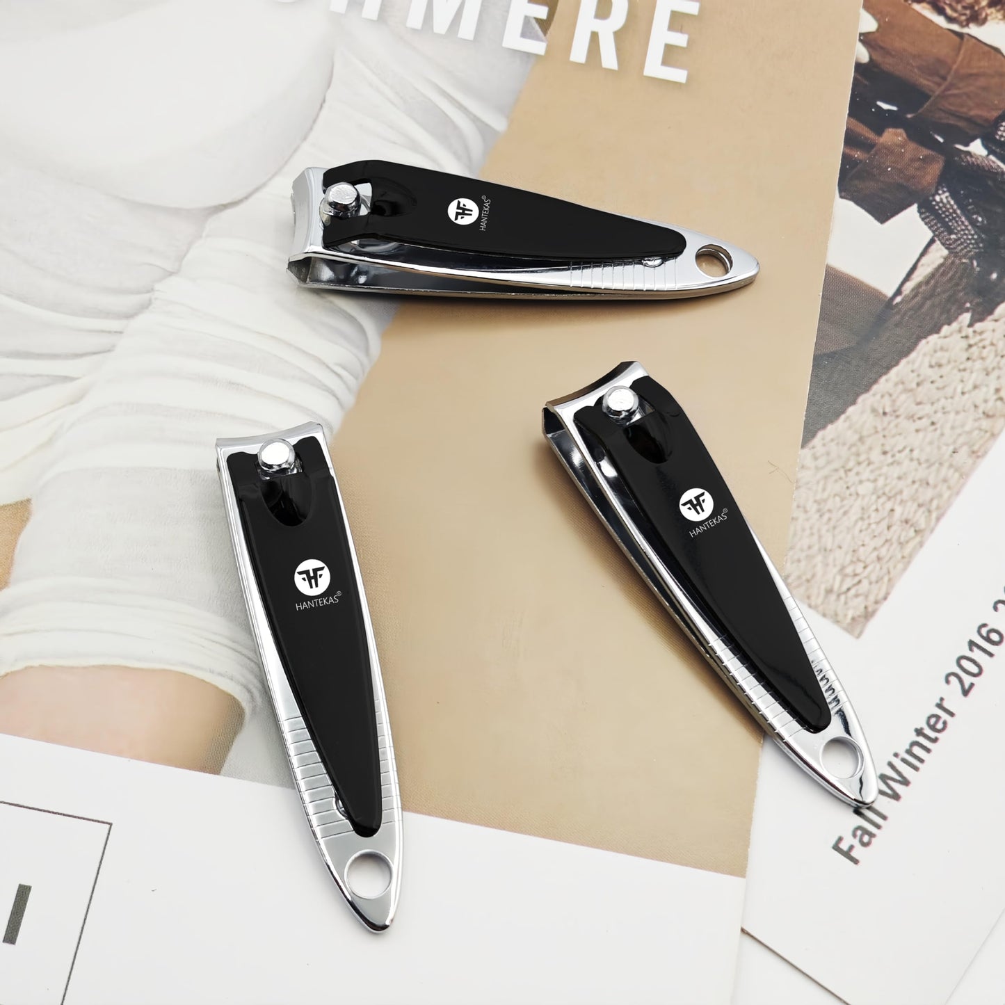 HANTEKAS 30 Pieces Fingernail Nail Clipper Bulk Blak Sliver Portable Toenail Clippers Cutter Set