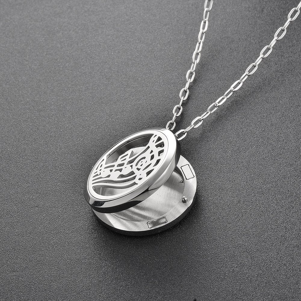 mingkejw Essential Oil Diffuser Necklace Aromatherapy Pendant Locket Jewelry Stainless Steel Perfume Necklace| 22’’ Adjustable Chain| 12 Refill Pads| Gift Box