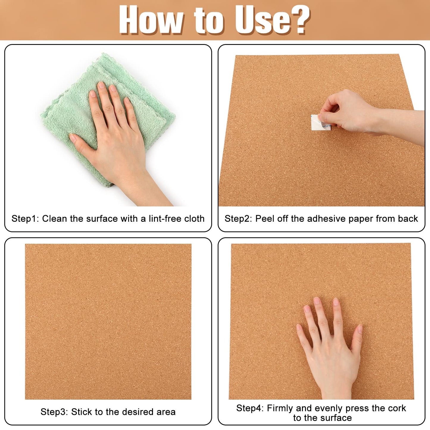 Crtiin 24 Pcs Cork Board Tiles Bulletin Boards 12"x12" 1/4" Thick Square Natural Cork Sheets with Self Adhesive Backing Brown Corkboards for Wall School Office Home DIY Supplies