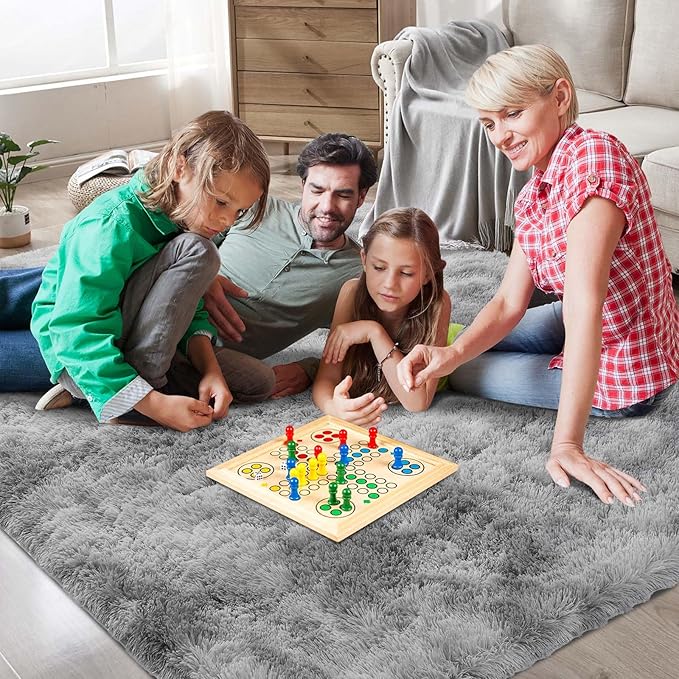 9X12 Large Area Rugs for Living Room Bedroom,Big Shag Rug for Bedroom Dorm,Soft Fluffy Indoor Carpet Nursery Rugs for Kids Girls Room Home Decor (Mottling Grey, 9X12 Feet)