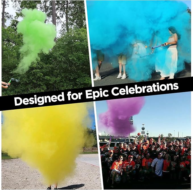 Blaise Pyro & Party - Orange Powder Poppers - Water-Soluble & Colorful Powder Cannons for Gender Reveals, Birthdays, Weddings & Celebrations - Easy to Use for Memorable Photos - 16-Inch, 2-Pack