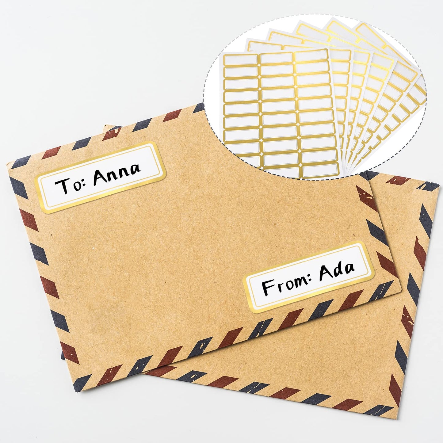 20 Sheets Printable Shipping Labels Matte White with Metallic Gold Border, Writable Printable Adhesive Sticker Blank Shipping Labels(30 Pieces/Sheet,1 x 2.7 Inch)