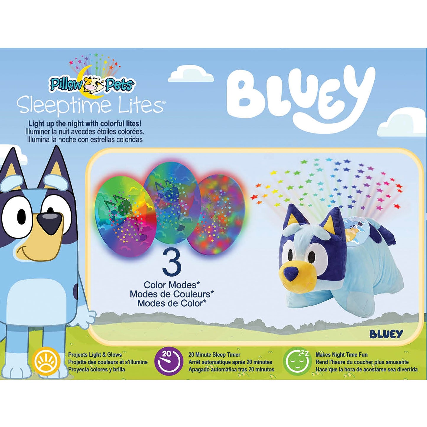 Pillow Pets 16 inch Bluey Sleep Time Light, Stuffed Animal Plush Toy, Gifts for Kids