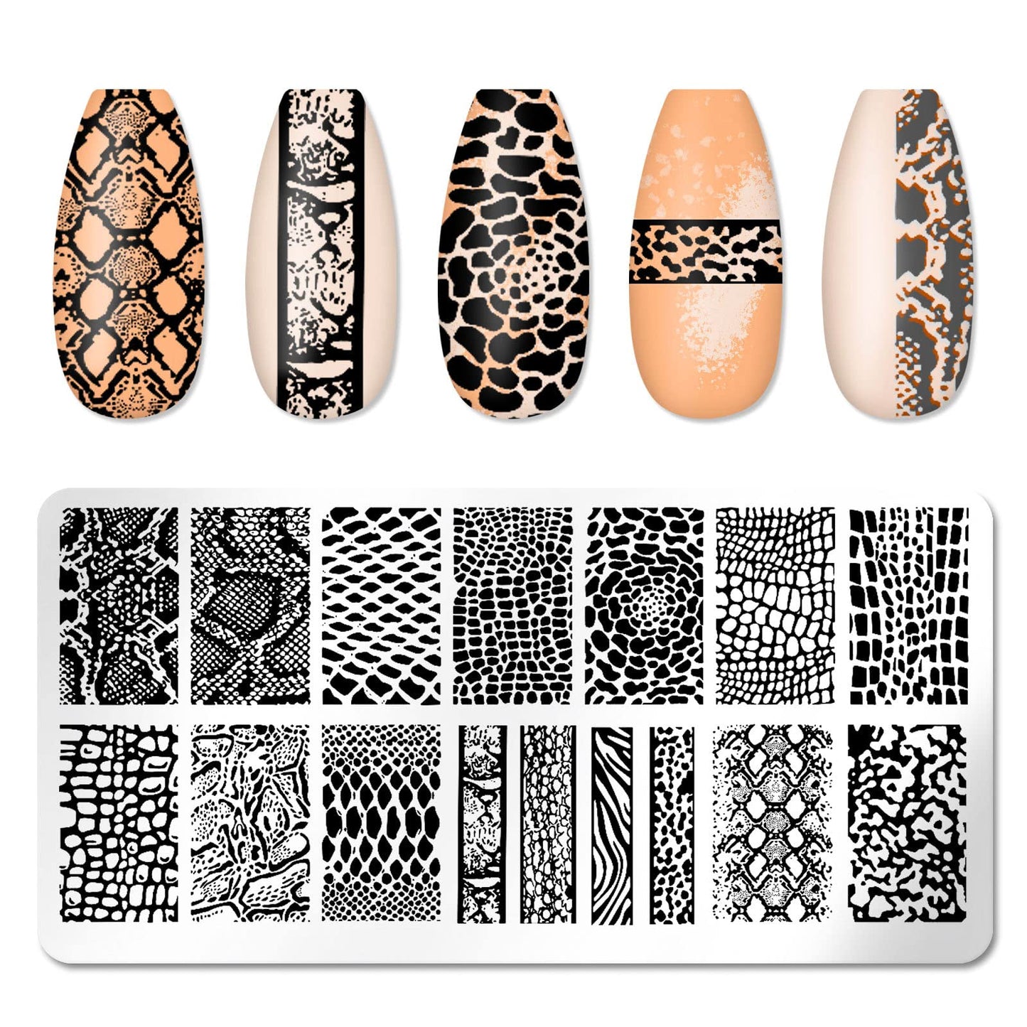 JERCLITY 6pcs Nail Art Stamping Kit Nature Nail Stamping Plates for Nails Butterfly Love Heart Beach Flower Snake Image Plates for Holiday
