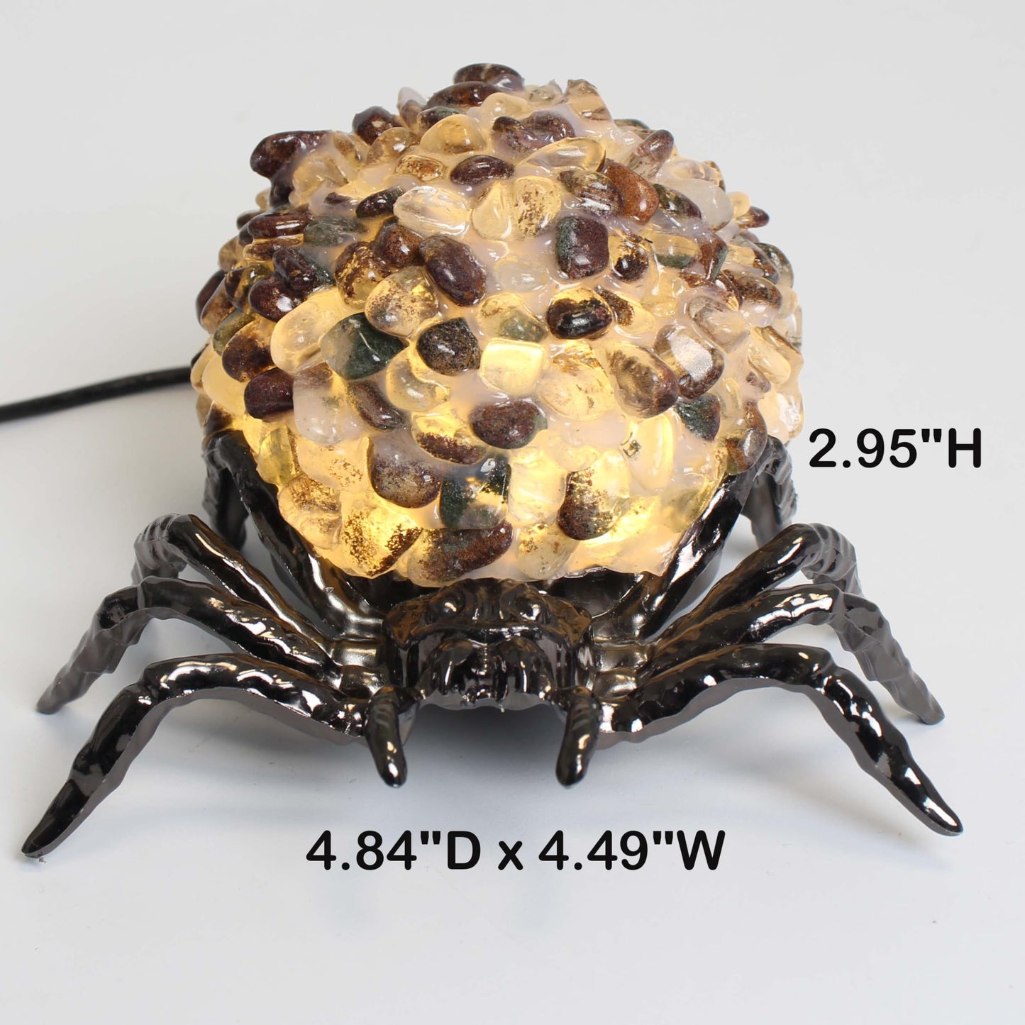 Youhot Phantom Crystal Spider Table Lamp, USB Powered Decorative Lamp with Gemstone Shell and Bronze Metal Base, Healing Stone Accent Light for Home, Office