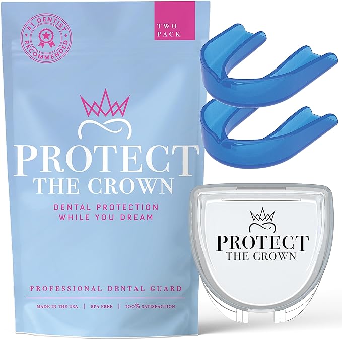 Protect The Crown Night Guard 2 Pack - Mouthguard for Teeth Grinding & Clenching, Professional Mouth Guard for Light and Heavy Grinding (Blue)