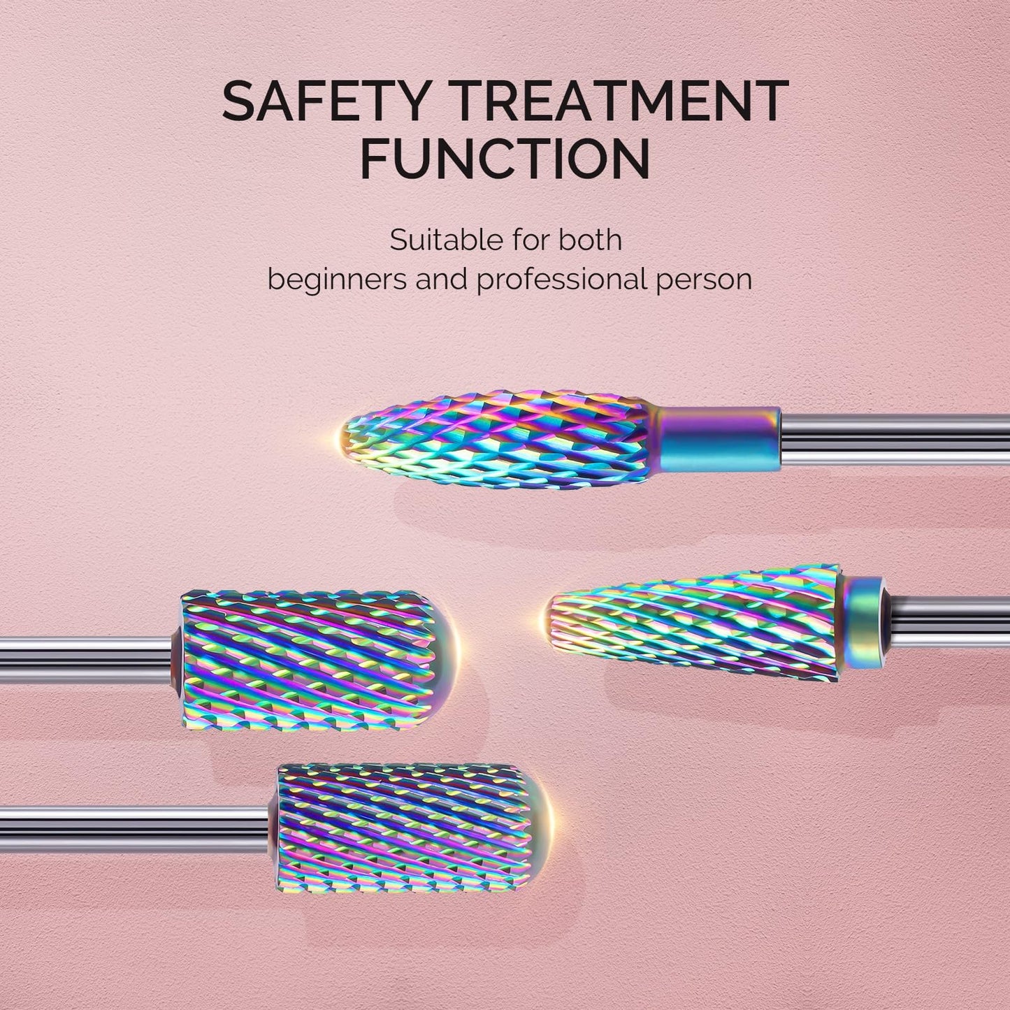 MelodySusie Nail Drill Bits Set, 10pcs Tungsten Carbide Nail Bits for Nail Drill E-file, 3/32 inch Bits Manicure Pedicure Remover Tools for Acrylic Gel Nails, Salon Home Nail Care Supplies, Colorful