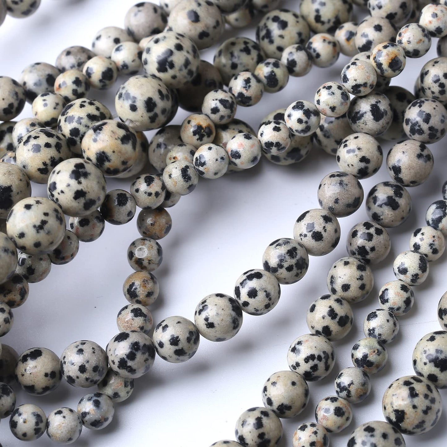 60PCS 6MM Natural Dalmatian Jasper Stone Beads Energy Healing Beads for DIY Jewelry Bracelet Necklace Making for Jewelry Making15Inch