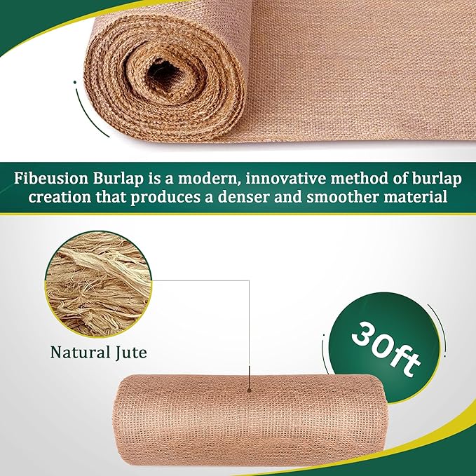 Burlap Table Runners 12 Inches x 30 FT - No-Fray Finished Edge Premium Natural Table Runner Burlap Roll – No Odor, Eco-Friendly Tablecloth Roll for Rustic Table Decor and Other DIY Crafts