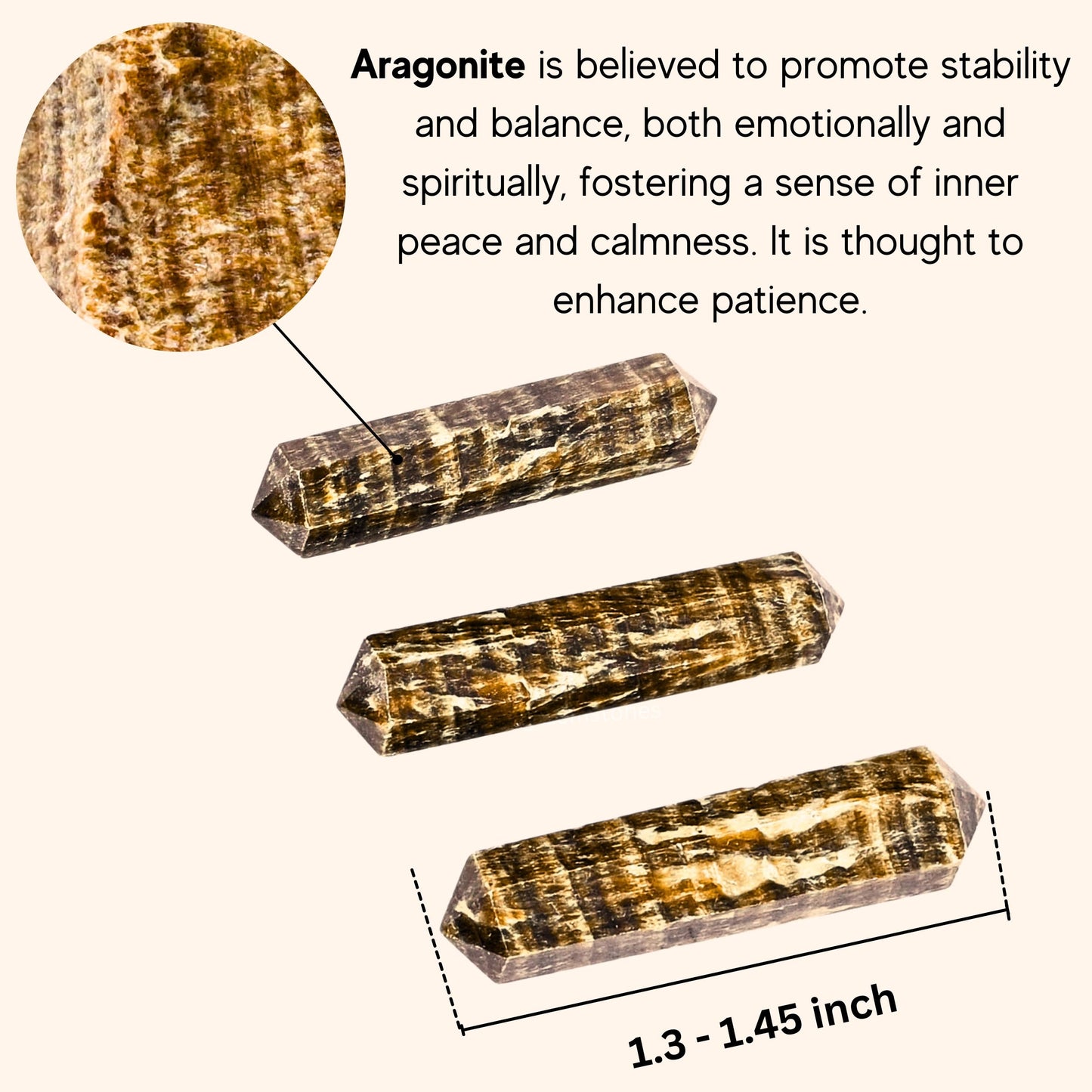 Amazing Gemstone Aragonite Crystal Points Bulk Healing Crystals and Stones - Pack of 3 Double Terminated Healing Wand Point Bulk Crystals for Crafts, Crystal Grid - Premium Crystals