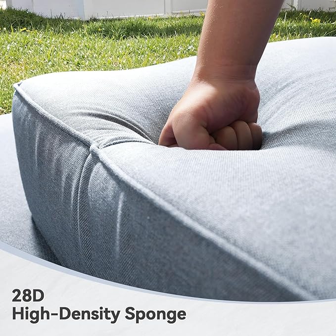 Luxury 6" Outdoor Cushions for Patio Furniture, 24x24x6" Thick Seat Cushion Set of 10, Fade Resistant Couch Chair Replacement Cushions High Density Wicker Chair Cushion w/ Removable Cover Baby Blue