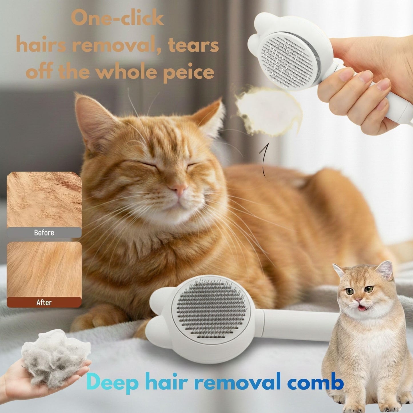 JMTSONS 2 pet Hair Removal Glove & Self Cleaning Cat & Dog Brush Bundle – Reusable Electrostatic Lint Glove for Furniture, Couch Gentle Pets Deshedding Slicker Brush Kit for Shedding.