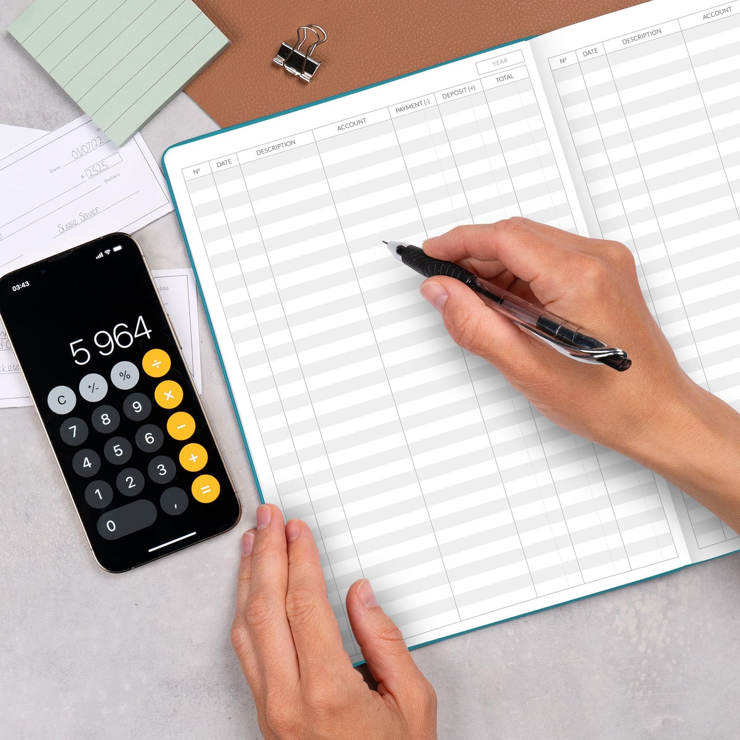 Skyline Accounting Ledger Book – Columnar Log Journal for Personal Use & Small Business Bookkeeping – Expense Log to Track Money Operations – Large Format, 7x10″, 4,712 Entries Total (Dark Teal)