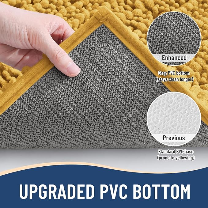 Arotive Luxury Chenille Bathroom Rug Mat, Extra Soft Thick Absorbent Shaggy Bath Rugs, Non-Slip Machine Wash Dry, Plush Bath Mats for Bathroom, Shower and Tub, 24x16, Golden Yellow