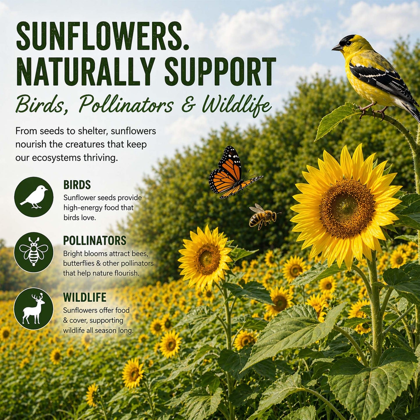 TnT Seed Company Sunflower Seeds for Planting, 5 lb Bag (1/4 Acre), Food Plot Seed for Deer, Birds, Pheasants & Doves, Bulk Sunflower Seeds for Gardens, Pollinators & Cover Crop