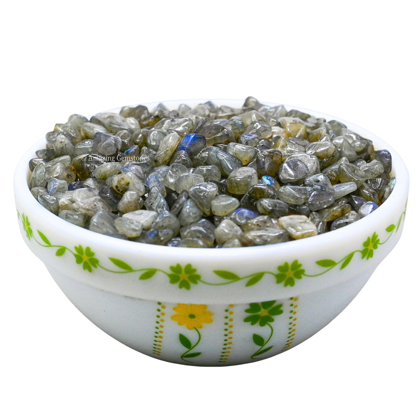 Labradorite Pre Drilled Crystal Crushed Chips Beads for Bracelets Making, DIY Handmade Natural Healing Crystals (25 Inch Strand)
