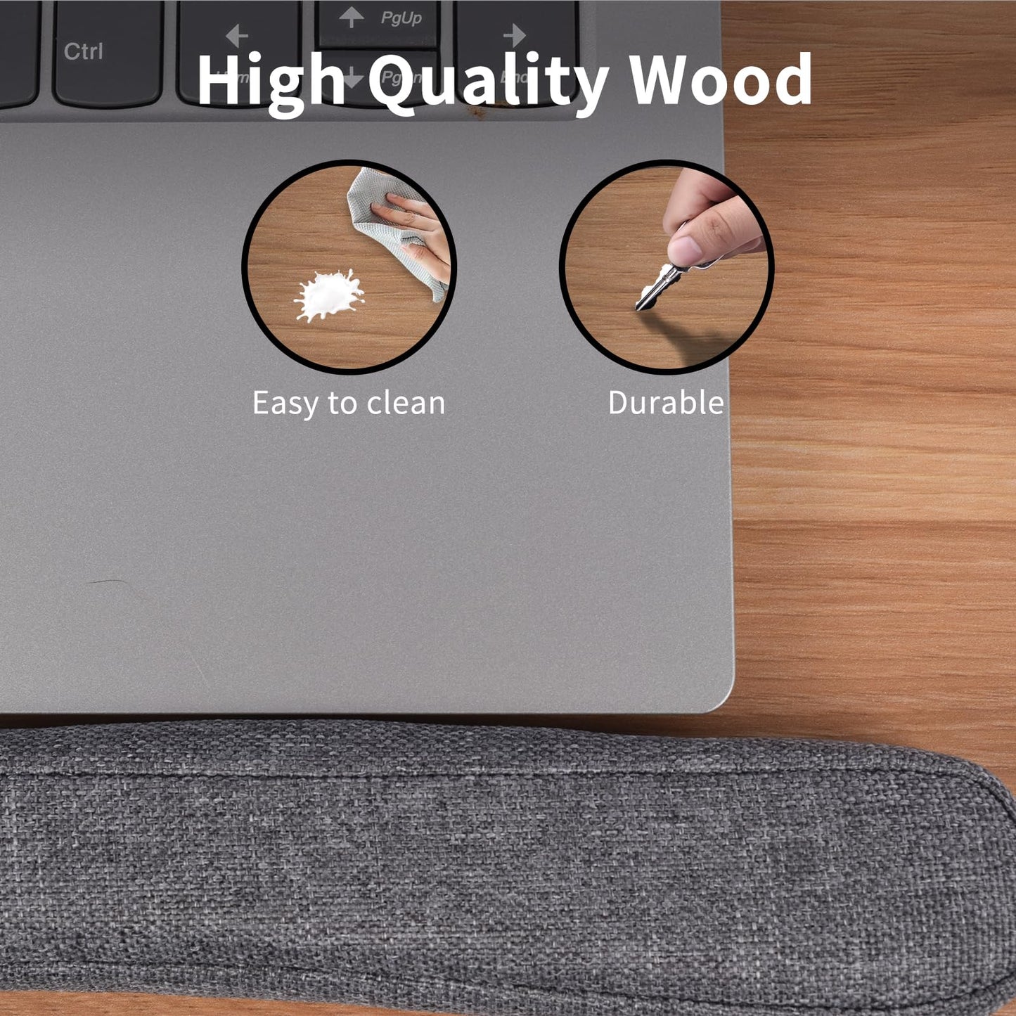 Heyfriday Home Office Lap Desk with Wrist Rest Laptop Bed Desk for Notebook, Laptop, Tablet, Lap Stand with Tablet, Phone Holder Fits Up to 14 Inch Laptops(Woodgrain)