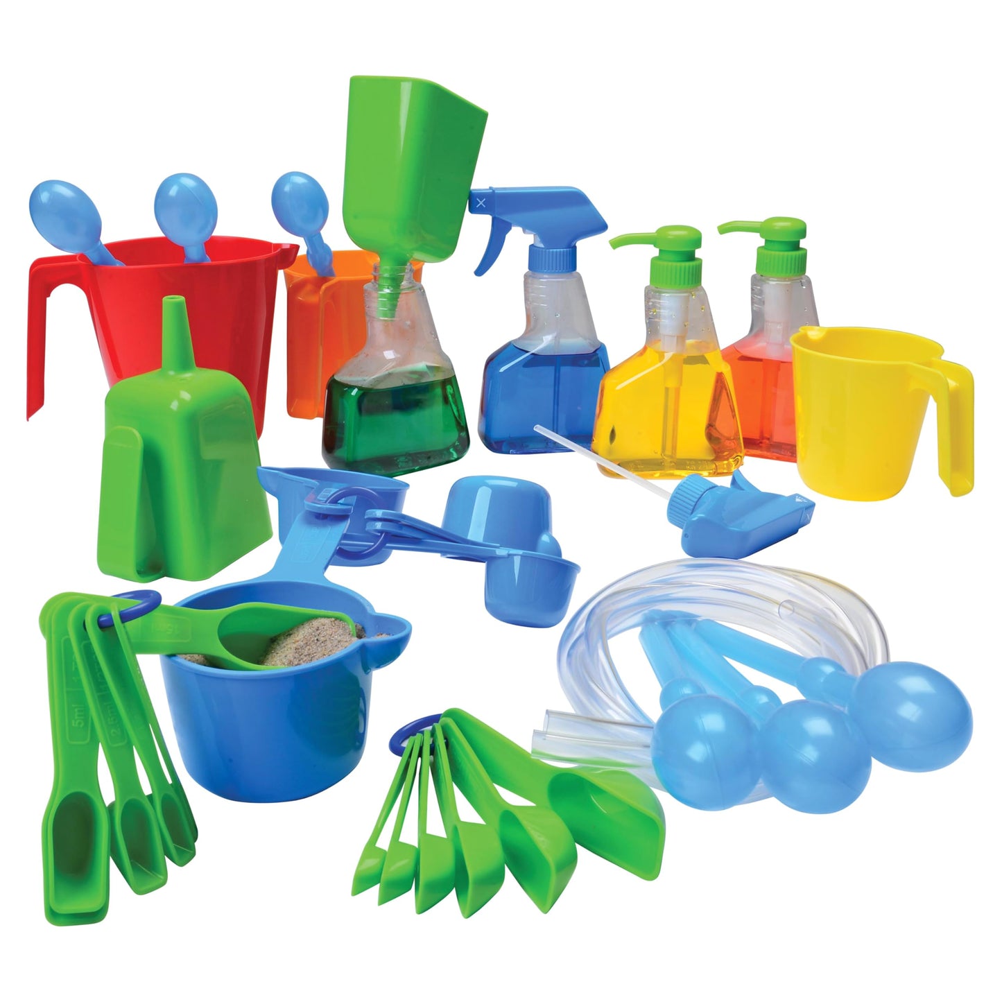 Constructive Playthings Measure and Pour Water Play Preschool Science Kit, Water Table Accessories, Educational Toy for Kids, Classroom Supplies, 34-Piece Set, Toddler Toys for 3 Years and Older